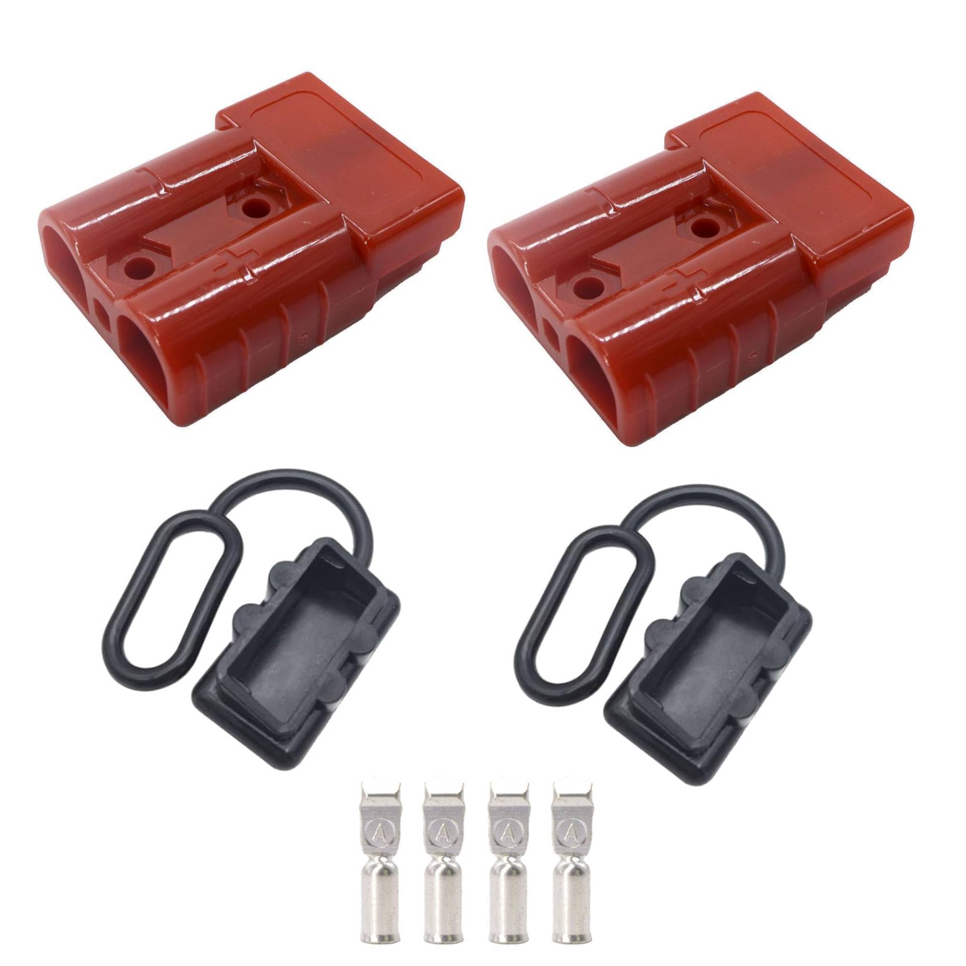 HISports 50A Batterie Anschluss Schnellanschluss Stecker Für Staubschutz für Autos, Wohnwagen, Wohnmobile, Motorräder und Boote,2 Stück Rot von HISports