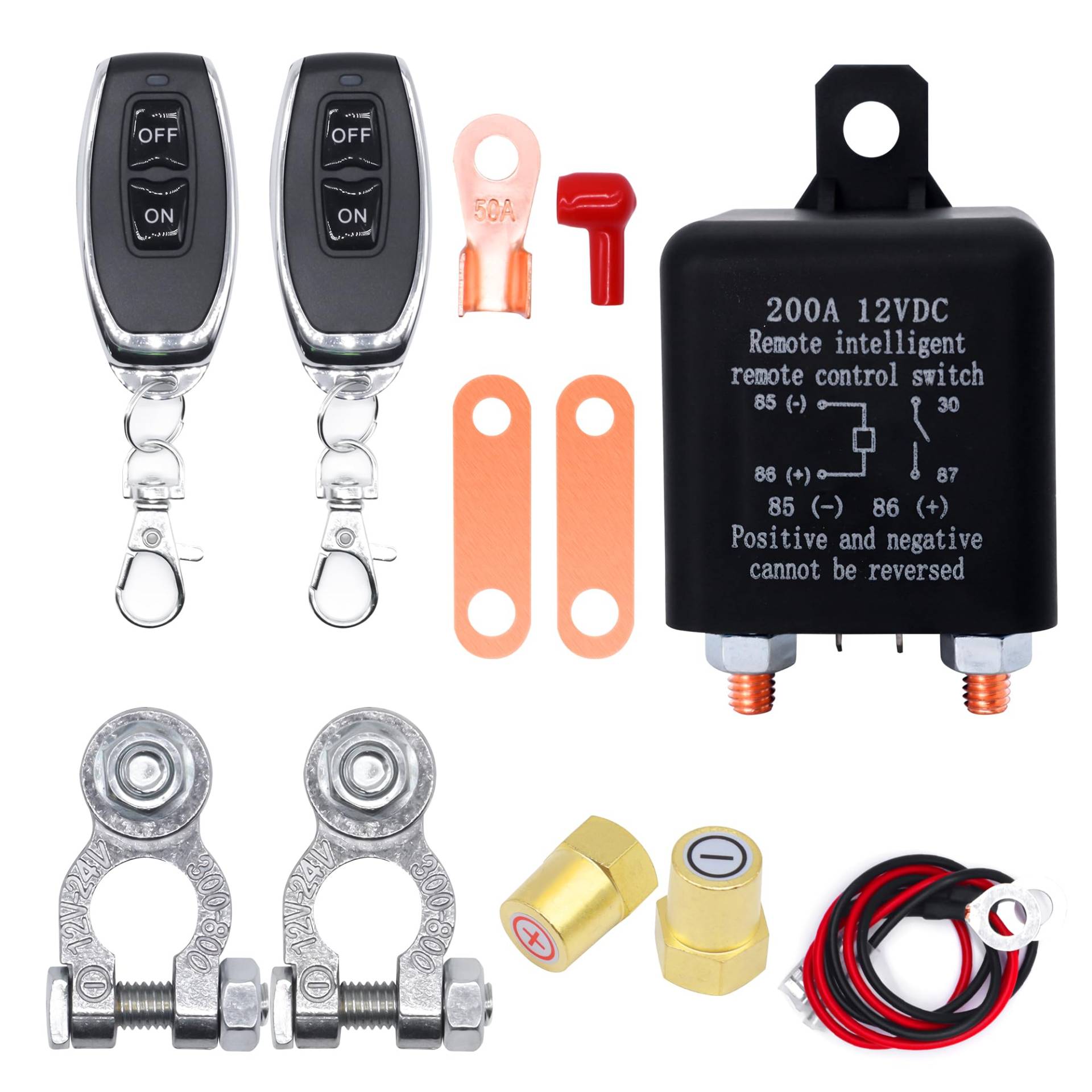 HISports 12V DC 200A Batterietrennschalter, 12V Funkschalter Set mit Fernbedienung, Hauptschalter für Auto, Wohnmobil, Boot von HISports