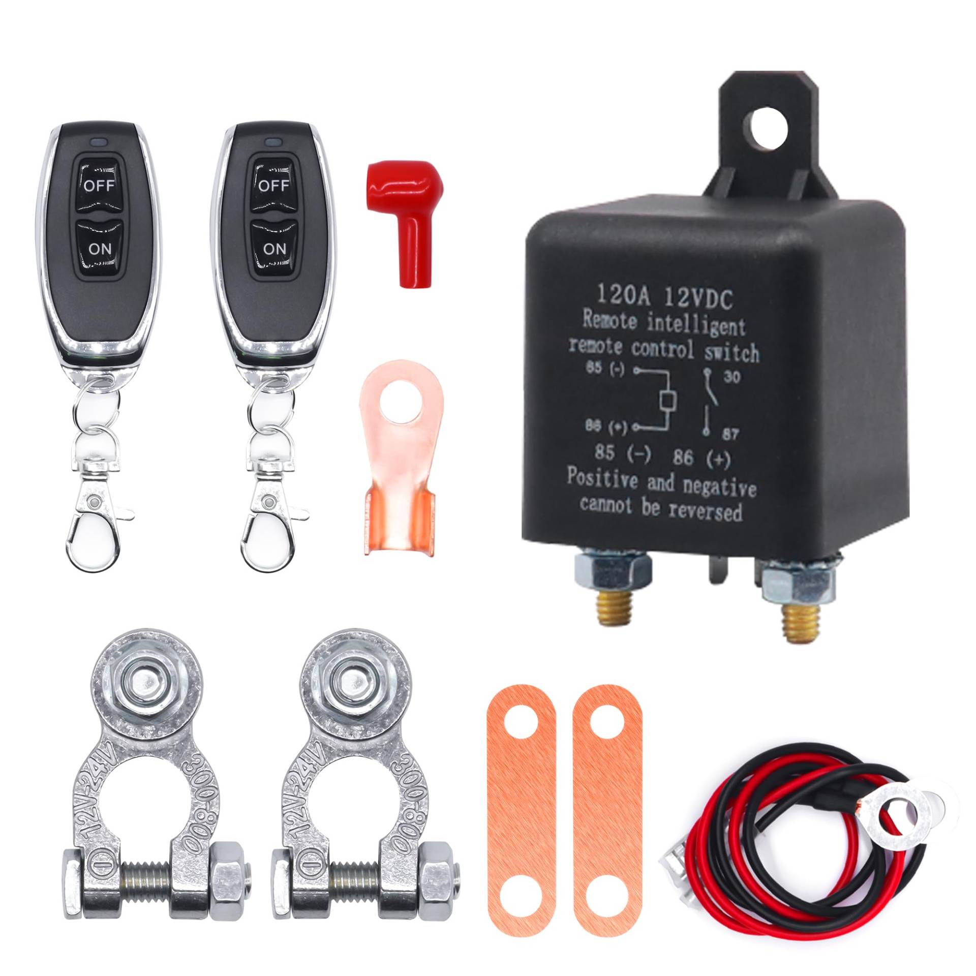 HISports BatterieTrennschalter Suite 12V DC 120A,Funkschalter Set mit Fernbedienung,Upgrade-Schalter für Automobile, RV, Boot, Wasserpumpe, Batterie Trennrelais,Diebstahlsicherung Batterie Relais von HISports