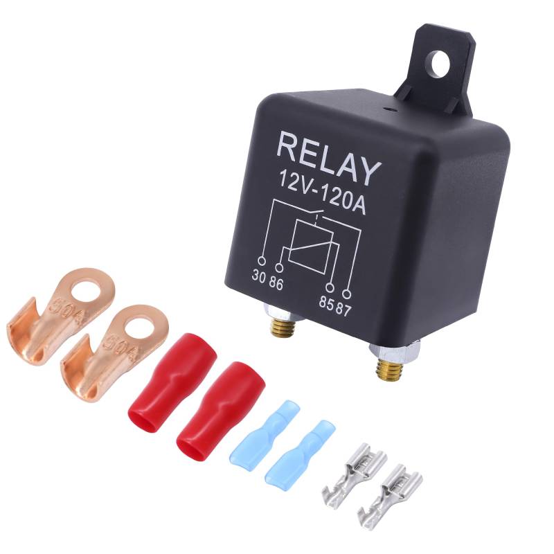 HISports Relais Batterie Trennrelais 12V 120A KFZ Relais Set,Auto Starter Heavy Duty Relais,LKW Motorstarter Relais mit 4 Terminals für Auto PKW Wohnwagen von HISports