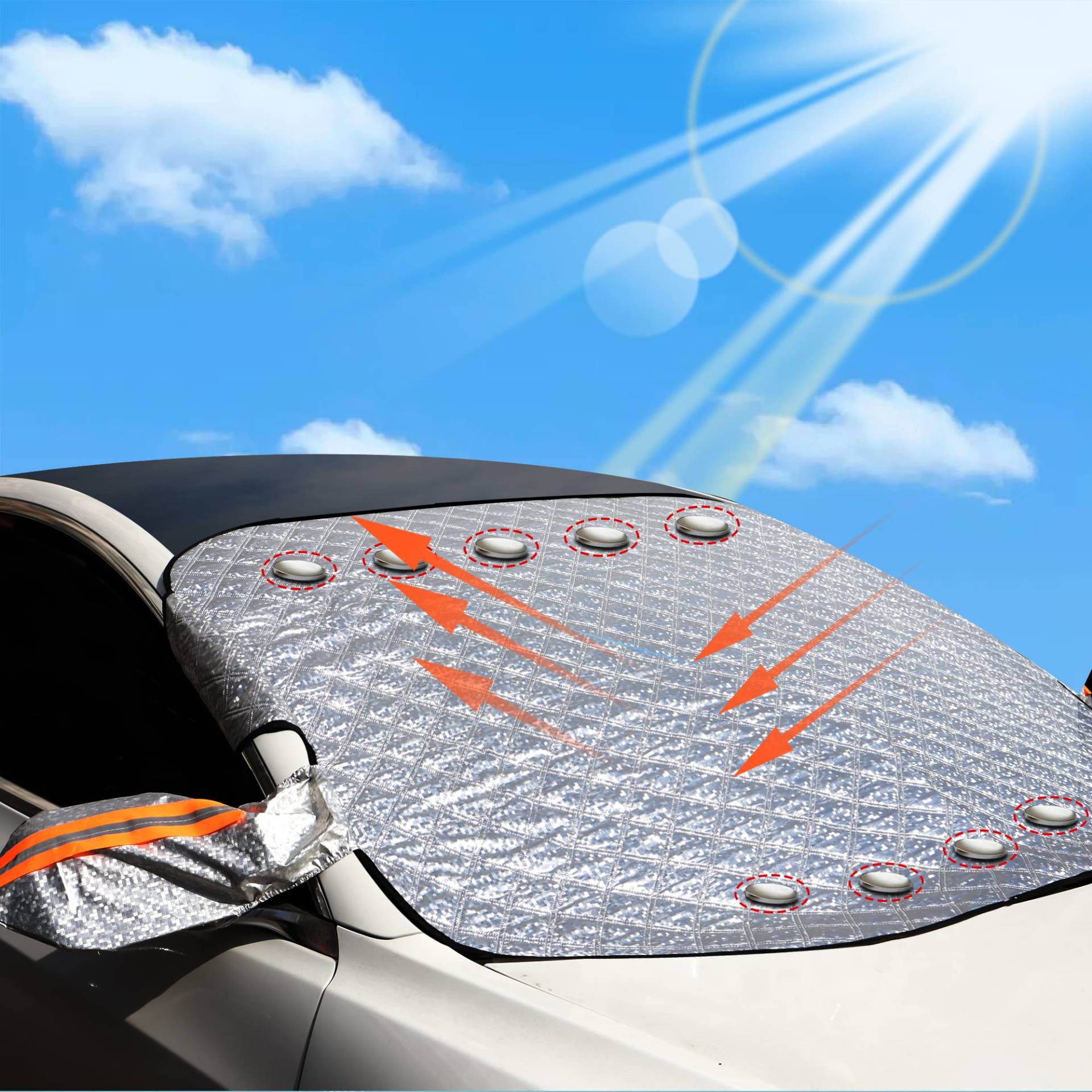 HISports Sonnenschutz Auto Frontscheibe,Auto Sonnenschutz Windschutzscheiben,Abdeckung 9 Magnet UV-Schutz für Sommer Wintergegen Schnee, EIS, Frost,UV,Windschutzscheibenabdeckung(184 * 117,5) von HISports