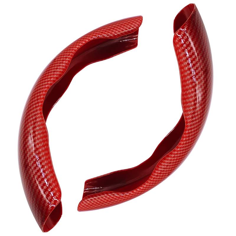 HISports Auto Lenkradbezug D Typ, Anti Rutsch Lenkradabdeckung 37-39cm Ultraleichter Kohlefaser Lenkrad Booster Cover, Auto Lenkradhülle Lenkradschutz Car Steering Wheel Cover für Meisten Auto, Rot von HISports