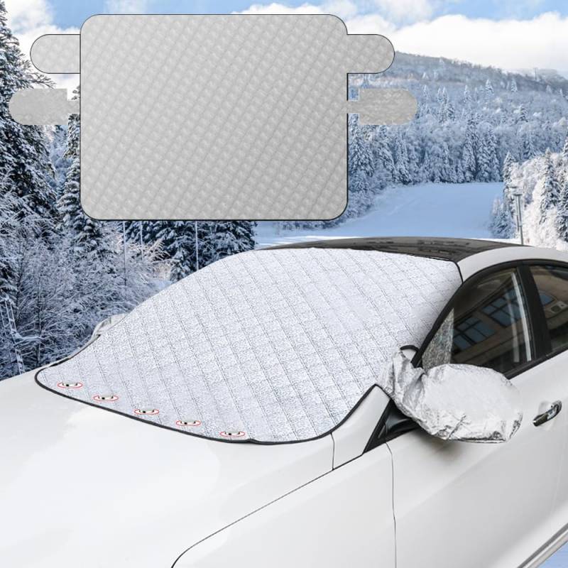 HIULLEN Auto Autoscheibe Frostabdeckung, Auto Sonnenschutz Frontscheibe, 220×110cm Scheibenschutz Auto Abdeckung für Wintergegen Schnee EIS Frost Sonne UV Staub Wasserbeständig von HIULLEN