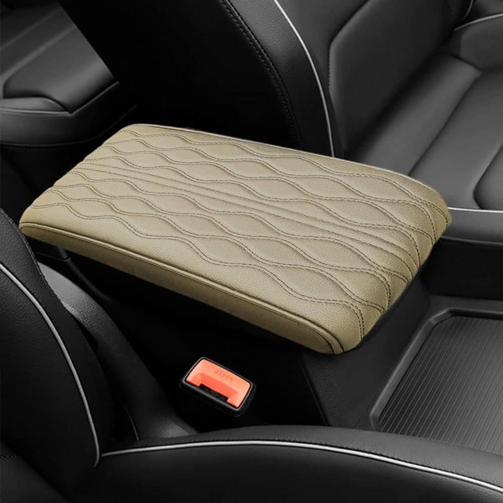 Memory Cotton Leather Car Armrest Box Pad, Car Armrest Cushion, Universal Memory Foam Car Armrest Cushion, Waterproof Car Armrest Seat Box Cover for Suv,Truck,Car (Beige) von HItianya