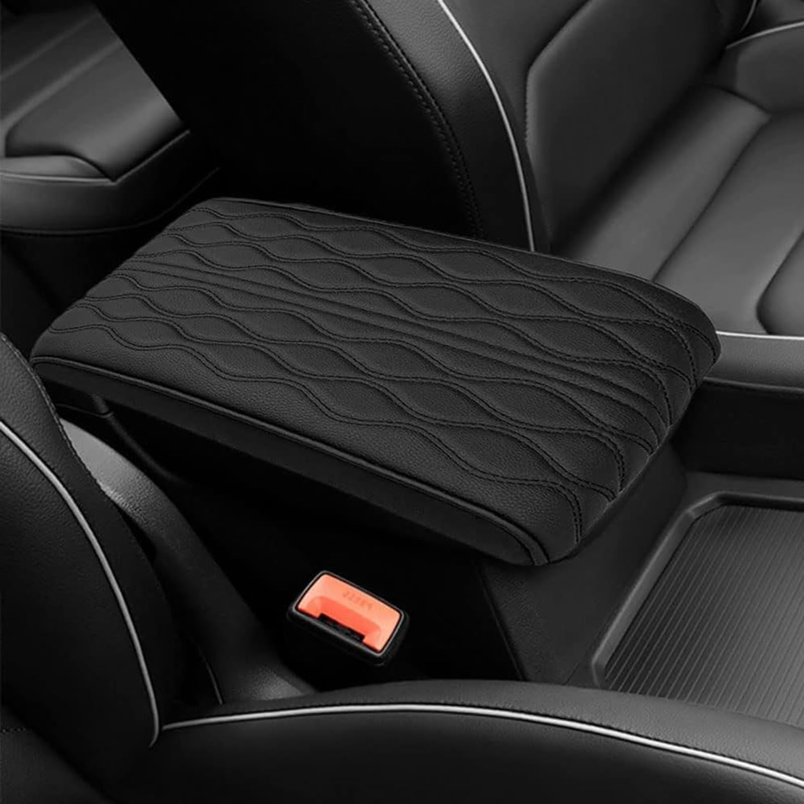 Memory Cotton Leather Car Armrest Box Pad, Car Armrest Cushion, Universal Memory Foam Car Armrest Cushion, Waterproof Car Armrest Seat Box Cover for Suv,Truck,Car (Black) von HItianya