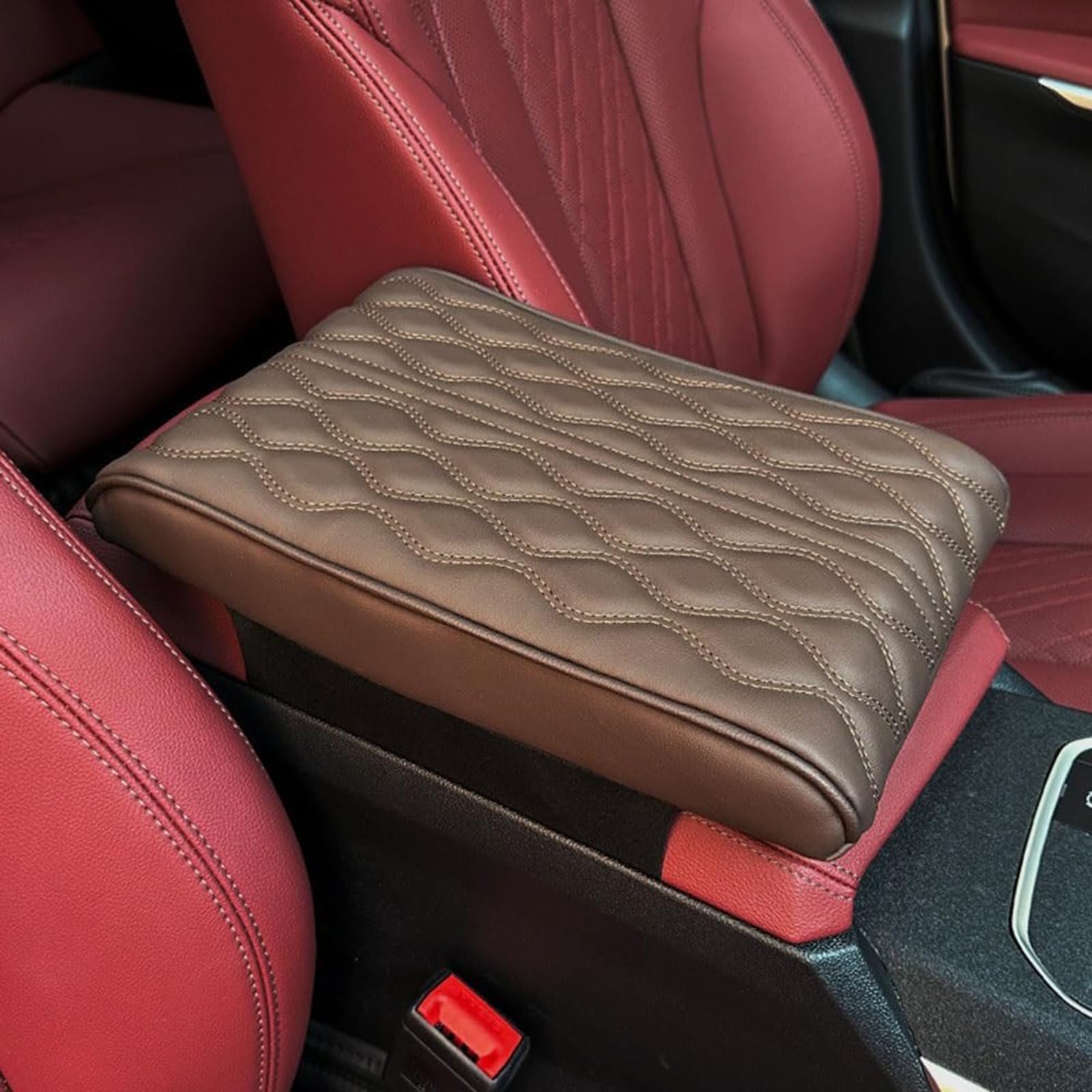 Memory Cotton Leather Car Armrest Box Pad, Car Armrest Cushion, Universal Memory Foam Car Armrest Cushion, Waterproof Car Armrest Seat Box Cover for Suv,Truck,Car (Brown) von HItianya