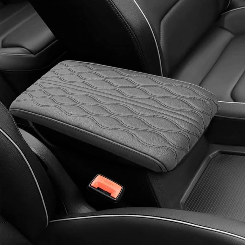 Memory Cotton Leather Car Armrest Box Pad, Car Armrest Cushion, Universal Memory Foam Car Armrest Cushion, Waterproof Car Armrest Seat Box Cover for Suv,Truck,Car (Gray) von HItianya