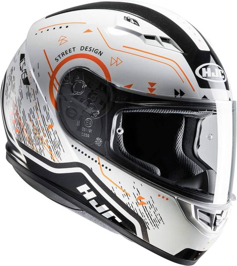 HJC Motorradhelm CS 15 Safa MC7, Weiß/Orange, Größe M von HJC Helmets