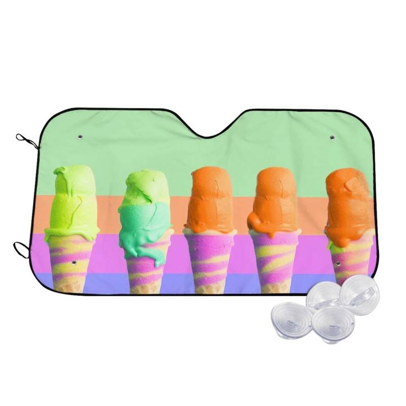 Auto Windschutzscheibe Sonnenschutz Abdeckung Eiscreme Regenbogen Farbverlauf Sonnenblende Schutz Faltbare Auto Sonnenschutz Auto Windschutzscheibe Sonnenschutz für LKW Auto Windschutzscheibe von HJKBCV