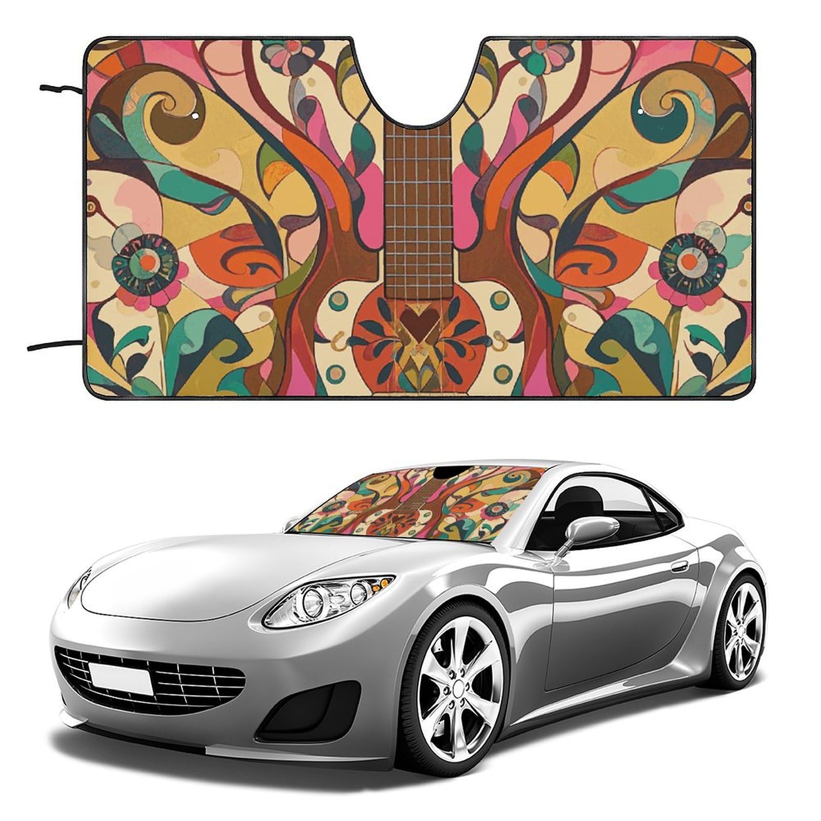 Auto Windschutzscheibe Sonnenschutz Abdeckung Kunst Gitarre Muster Sonnenschutz Sonnenblende Schutz Faltbare Auto Sonnenschutz Auto Windschutzscheibe Sonnenschutz für LKW Auto Windschutzscheibe von HJKBCV