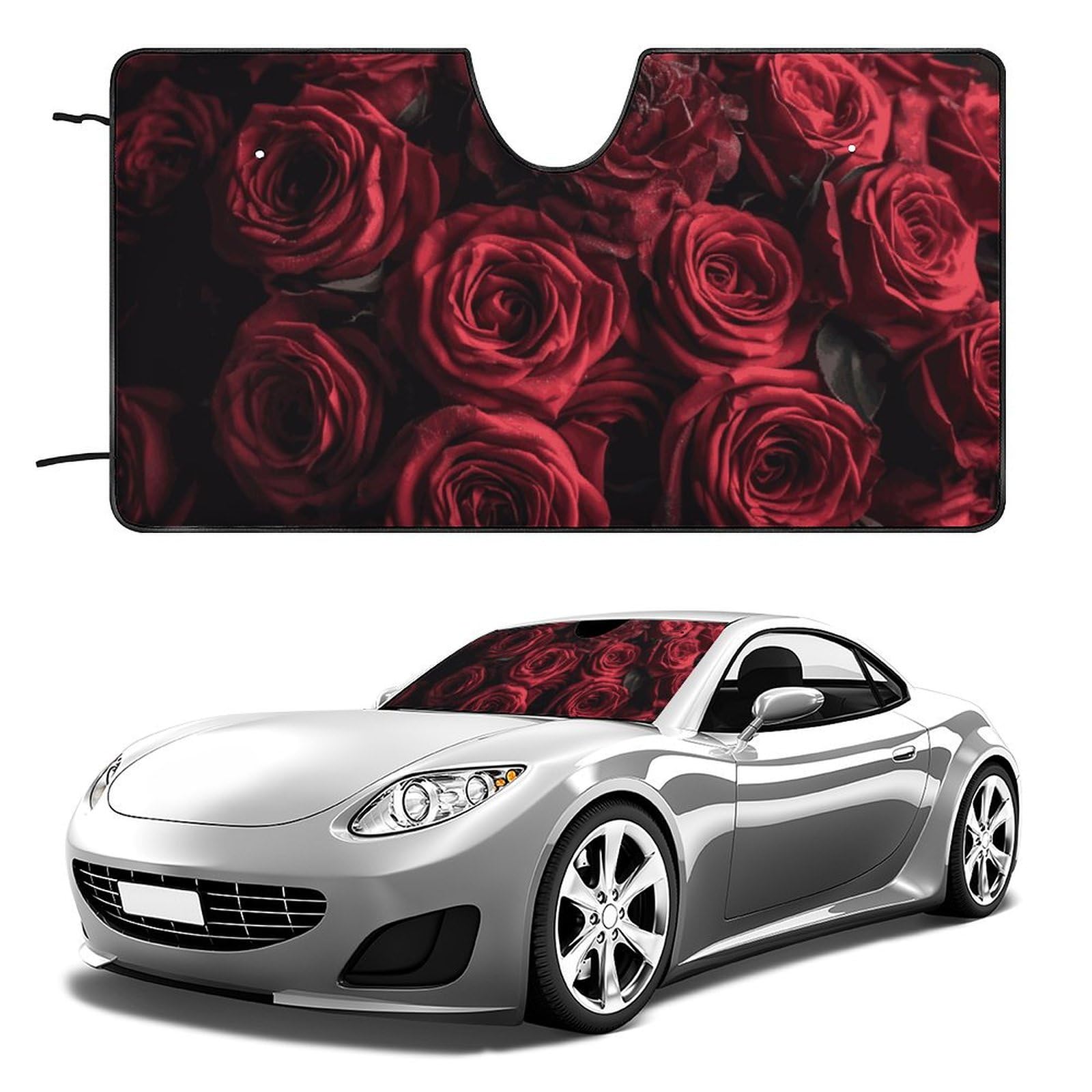 Auto Windschutzscheibe Sonnenschutz Abdeckung Love Red Rose Sonnenblende Schutz Faltbare Auto Sonnenschutz Auto Windschutzscheibe Sonnenschutz für LKW Auto Windschutzscheibe Abdeckung von HJKBCV