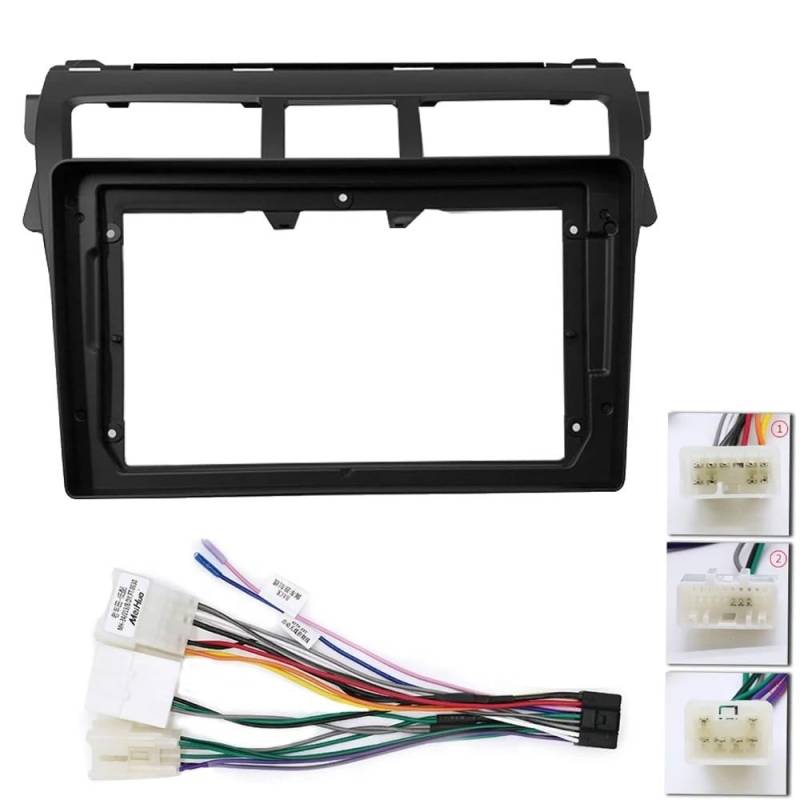 Auto Ersatz 2 DIN 9 Zoll Radioblende Kompatibel mit Vios 2007-2012 Belta 2005 Yaris Sedan 2006 Installation Kit Armaturenbrett Verkleidung Stereo Auto Innenraum von HJLHUIDM