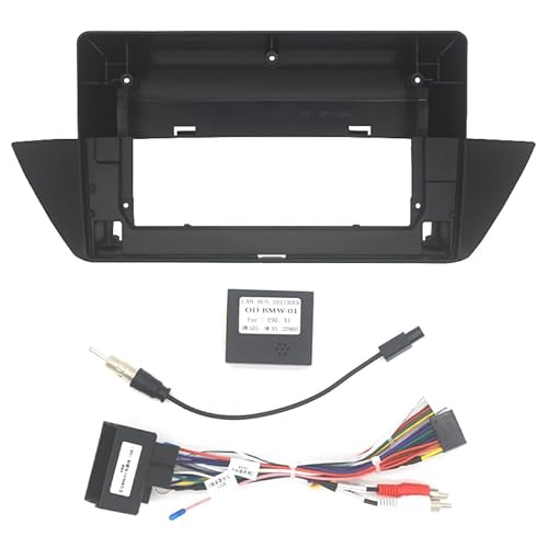 Ersatz-Autoradioblende, kompatibel mit X1 E84 2010–2015, Video-Panel-Player, Audio-Armaturenbrett, 2-DIN-Rahmen, Armaturenbrett-Halterungs-Set, Kabel, Canbus-Adapter, Auto-Innenraum (Faszienkabel, von HJLHUIDM