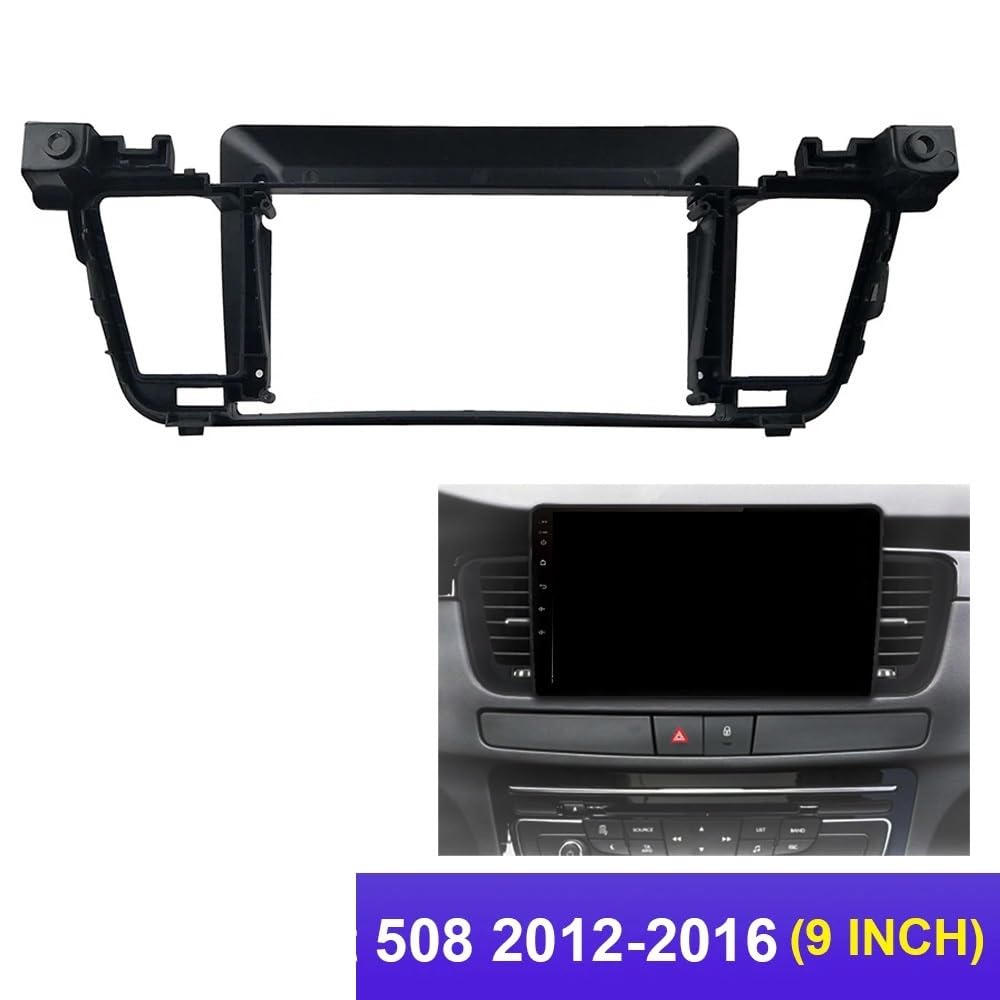 HJLHUIDM Auto Ersatz 2 Din 9 Zoll Autoradio Installation DVD GPS Mp5 ABS PC Kunststoff Faszien Panle Rahmen Kompatibel mit 508 2012-2016 Dash Kit Auto Innenraum von HJLHUIDM