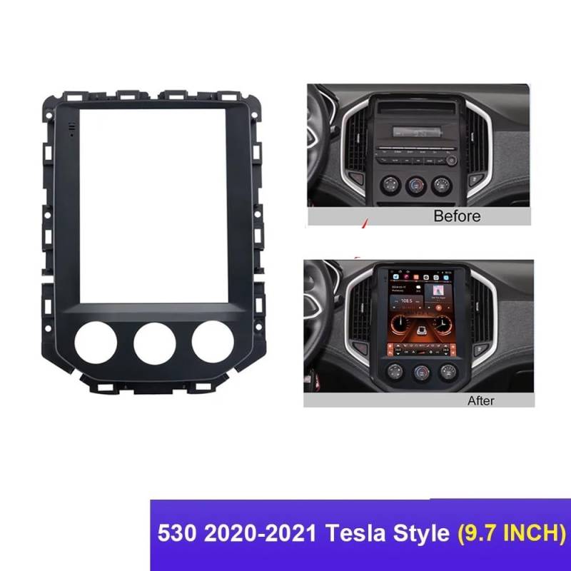 HJLHUIDM Auto Ersatz 9,7 Zoll 2 Din Autoradio Blenden Kompatibel mit BAOJUN 530 2020-2021 Multimedia Rahmen Video Player Navigation DVD Panel Trim Auto Innenraum von HJLHUIDM