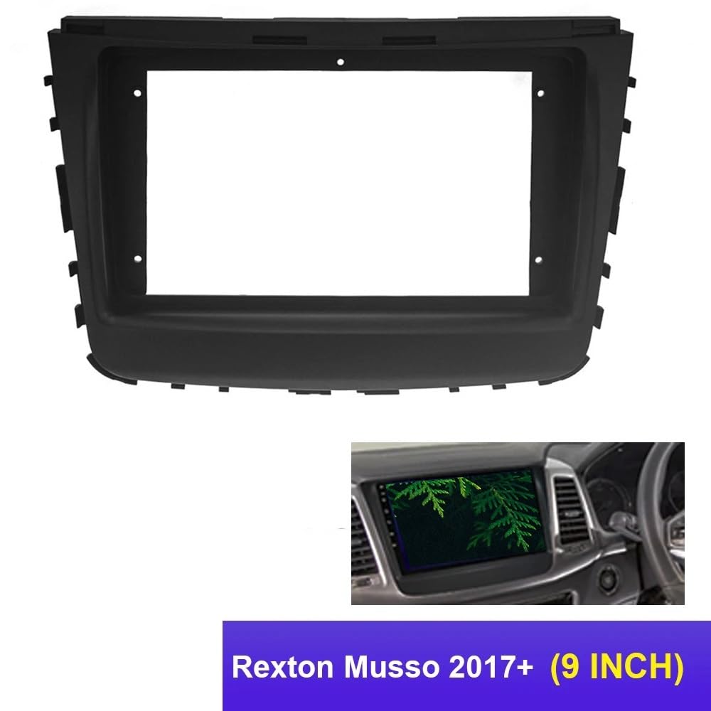 HJLHUIDM Auto Ersatz 9 Zoll Auto Rahmen Faszien Adapter Canbus Box Decoder Android Radio Dash Fitting Panel Kit Kompatibel mit Ssangyong Rexton Musso 2017+ Auto Innenraum von HJLHUIDM