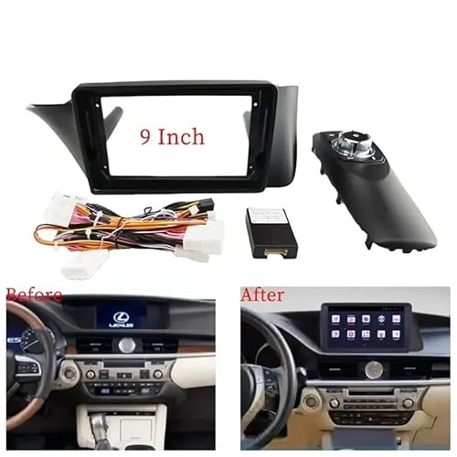 HJLHUIDM Auto Ersatz Kompatibel mit ES ES250 ES300 ES350 2013-2017 9 Zoll Auto Rahmen Faszien Adapter Canbus Box Decoder Android Radio Dash Fitting Panel Kit Auto Innenraum von HJLHUIDM