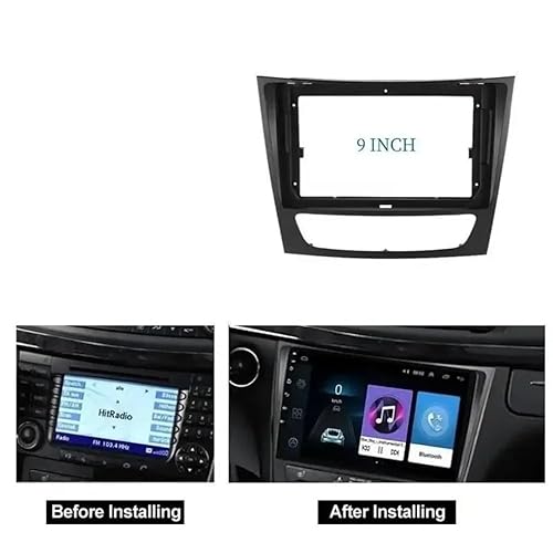 HJLHUIDM Auto Ersatz kompatibel mit E-Klasse W211 9 Zoll Auto Audio 2DIN Radioblende Rahmen Adapter Big Screen DVD Player Dash Fitting Panel Frame Kit Auto Innenraum von HJLHUIDM