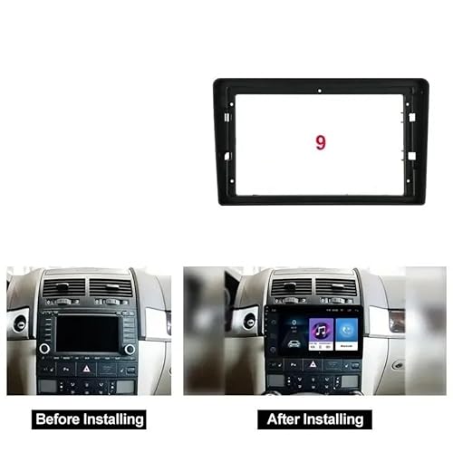 HJLHUIDM Ersatz-Autoradio, kompatibel mit Touareg 2003–2010, 22,9 cm (9 Zoll) Radioblende für Android 2Din MP5-Player, Stereo-Panel, Auto-Innenraum (nur Rahmen) von HJLHUIDM