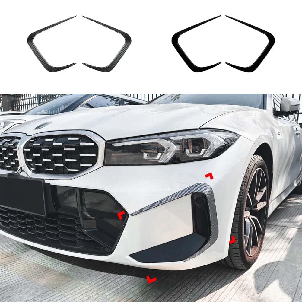 2PCS ABS Auto Front Stoßstange Splitter Seite Spoiler Für BMW 3 Serie G20 G21 320 325 330 LCI M Sport 2023 +,Gloss Black von HJLJCZ