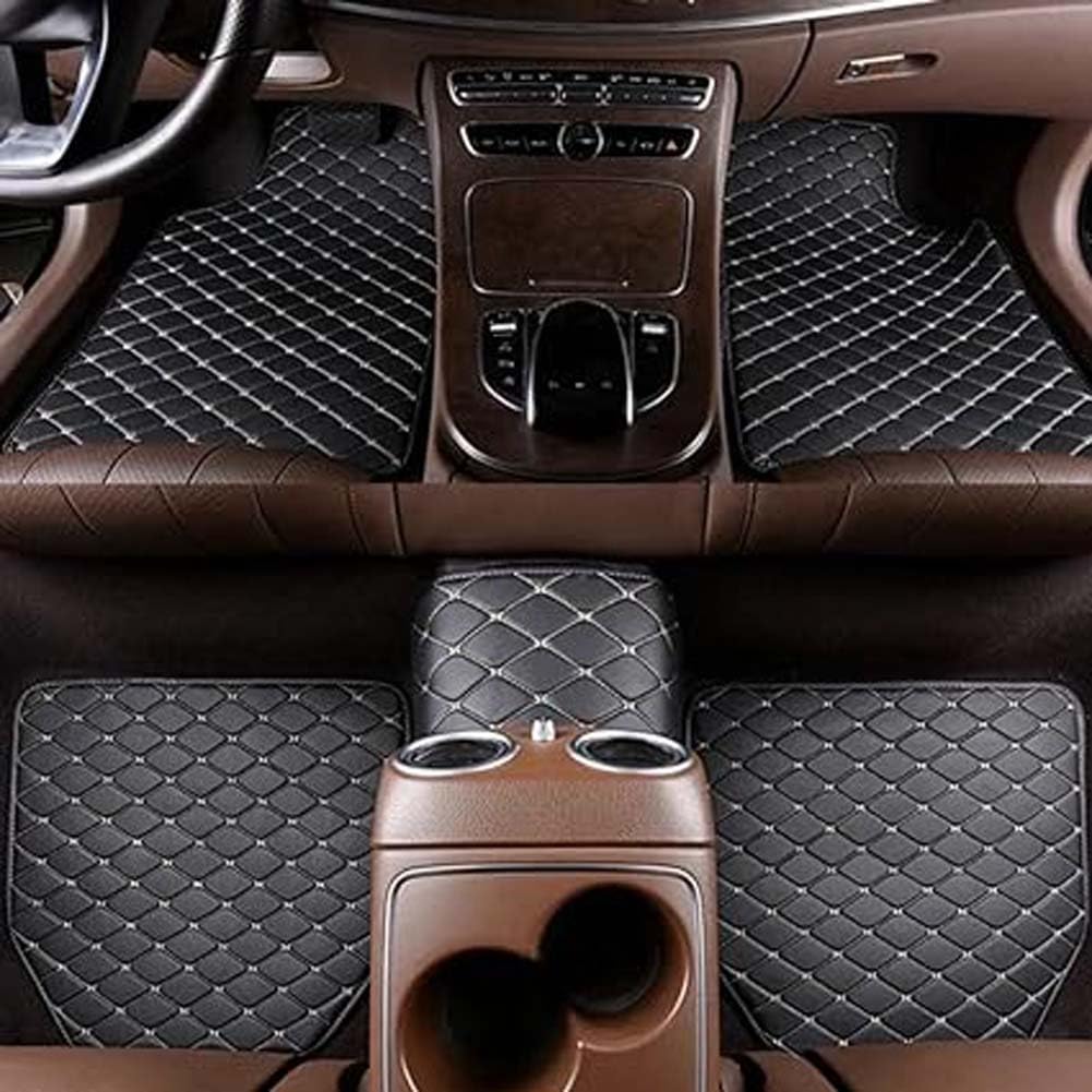 5 Stücke Leder Auto Fußmatten für Beijing BAIC BJ60 5 Seats 2023 Vollständige Abdeckung Teppich Anti-schmutz Wasserdicht Schutz Teile Innen Zubehör,C Black Beige von HJLJCZ