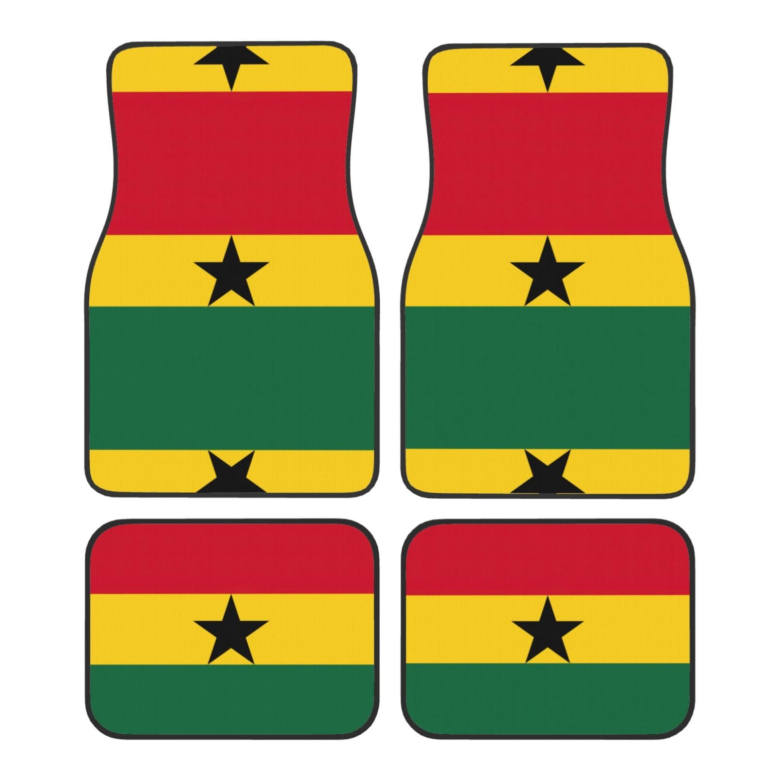 Auto-Teppich Flagge von Ghana, hochwertiges wasserdichtes Fußmatten, komplettes Set, universell passend für Vans, SUVs usw. von HJLUUFT