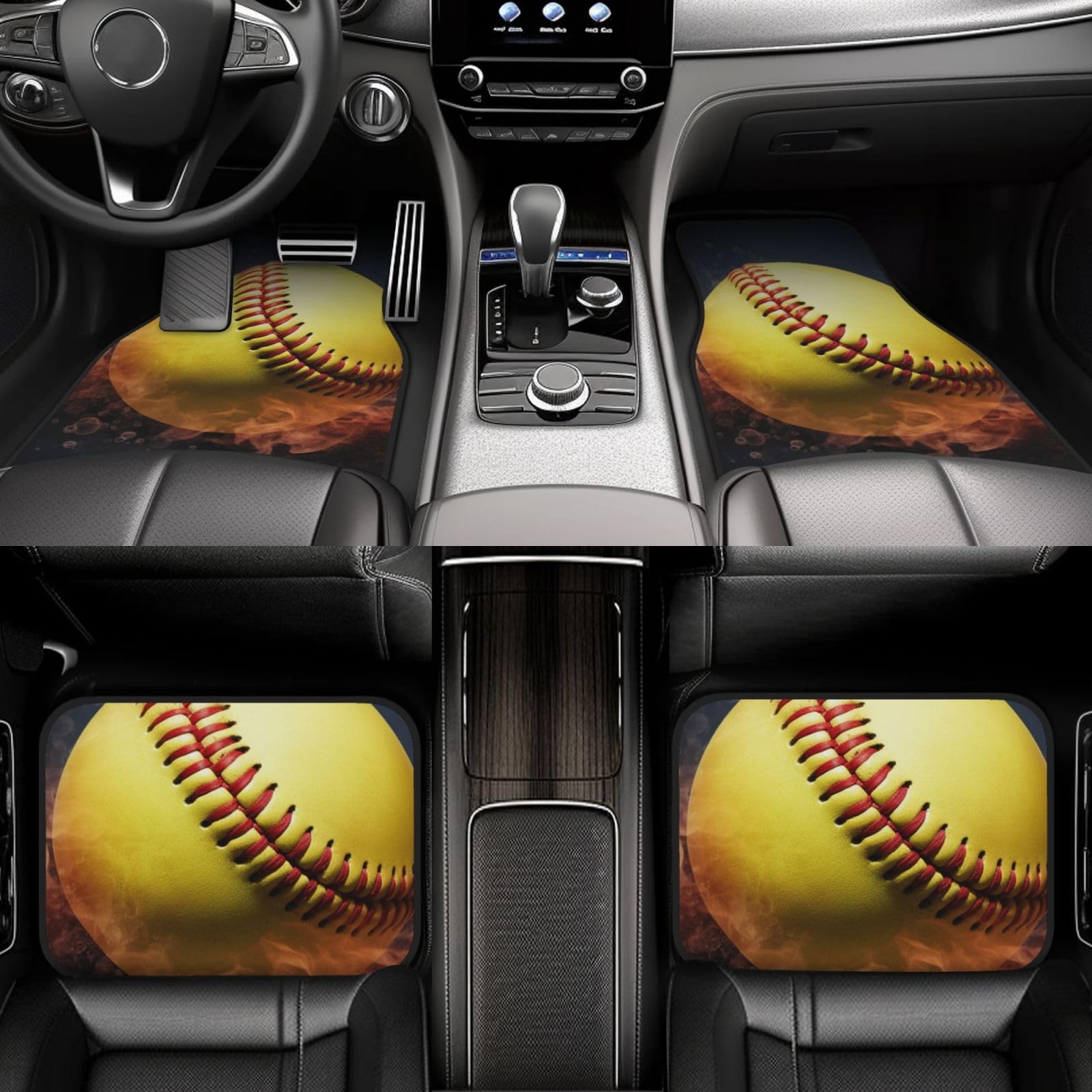 Auto Fußmatten Teppich Wasserdicht Softball Automatte Rutschfeste Auto Vorne Hinten Fußmatten Komplettes Set von 4 Stück Fersenpolster Universal Fit Für SUV, Vans, Limousinen, LKW, Damen von HJRT