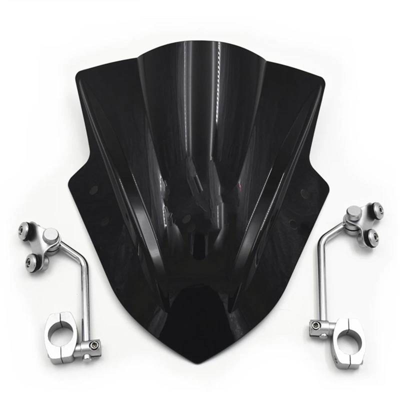 HJTEDHE Motorrad Windschild Spoiler Windabweiser Für Motorrad, Mit Stützrahmen, Windschutzscheibe, Schwarz, Transparent, Für MT03 Windschild Windschutz(1) von HJTEDHE