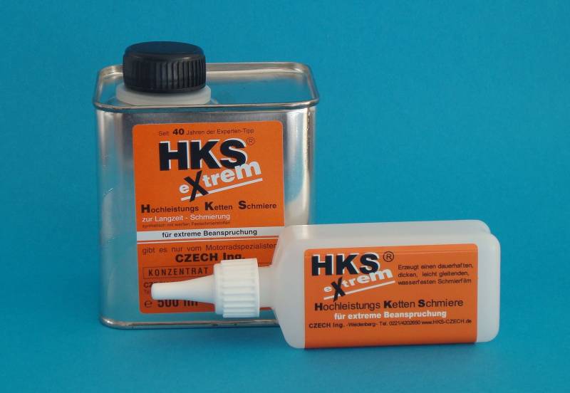 HKS extrem Kettenfett 500ml Dose mit Aufträufler Kettenfett synthetisch von HKS