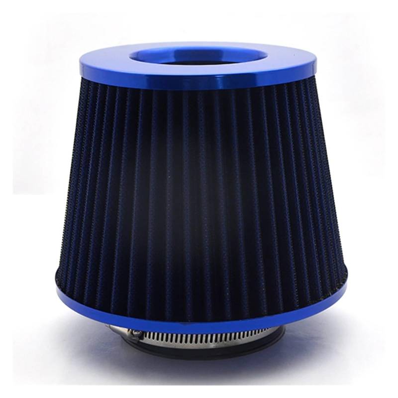 Universelle Auto-Luftfilter, 76 mm, kompatibel mit Kompressor, High Flow, Kaltluftfilter, Induktionskit, Sport Power Mesh Cone(Blue) von HLAQHL