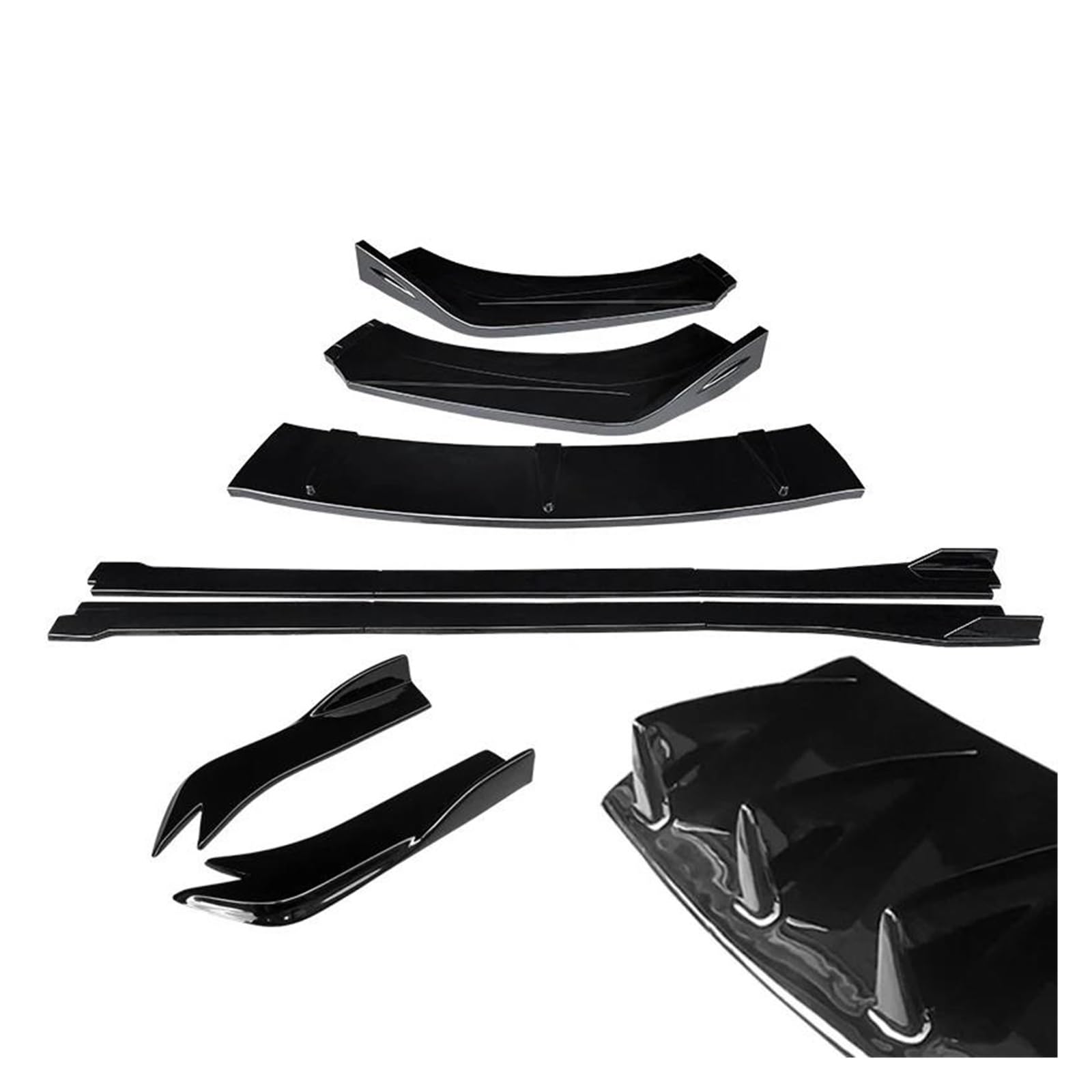 12Pcs Für A4 B7 B 8,5 S4 RS4 Auto Zubehör Universal Frontschürze Lip Spoiler Seite Splitter Deflektor Körper Kit Wachen Auto Seitenschweller Trittbretter Schweller(Gloss Black) von HLJNLVBN