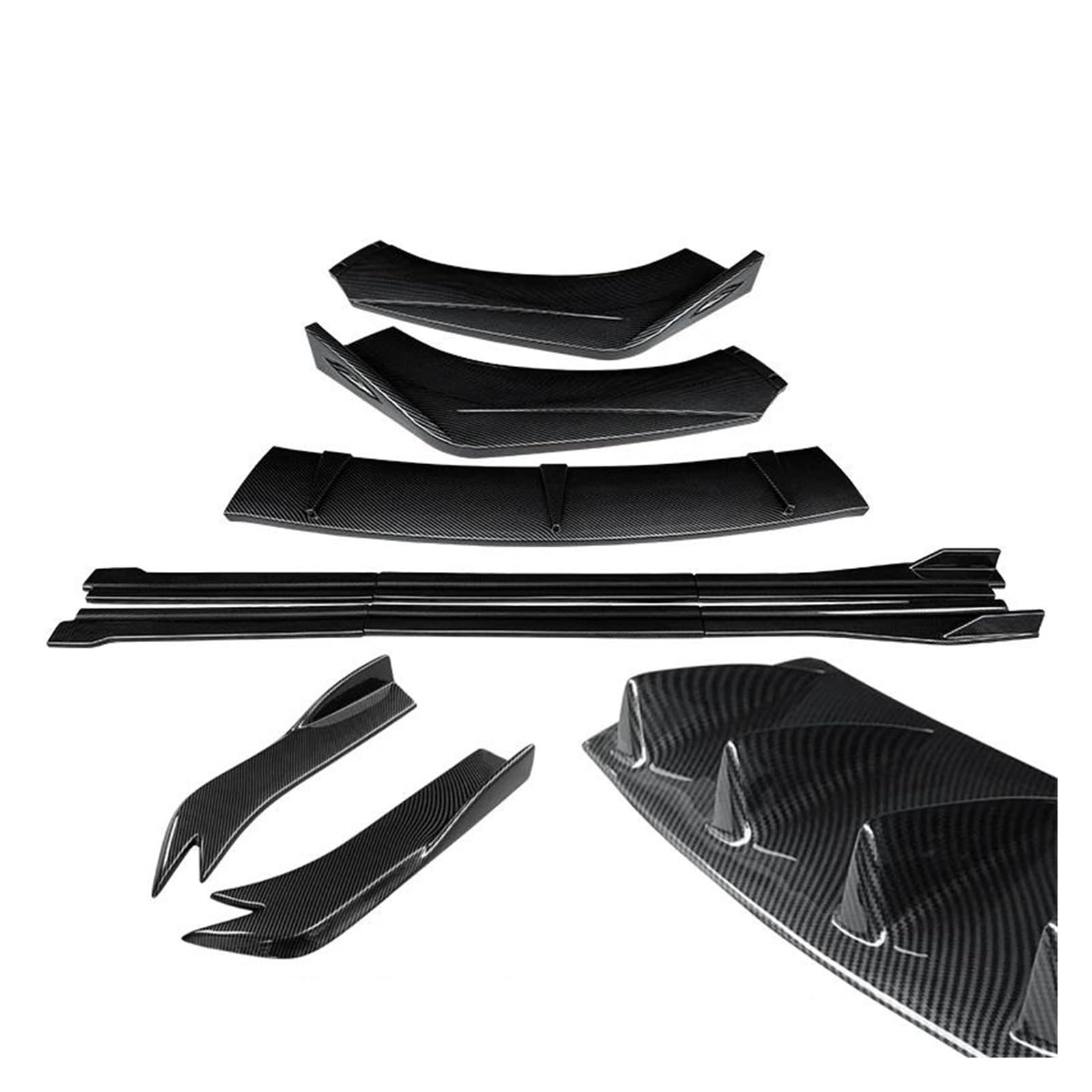 12Pcs Für A4 B7 B 8,5 S4 RS4 Auto Zubehör Universal Frontschürze Lip Spoiler Seite Splitter Deflektor Körper Kit Wachen Auto Seitenschweller Trittbretter Schweller(Kohlefaser-Optik) von HLJNLVBN