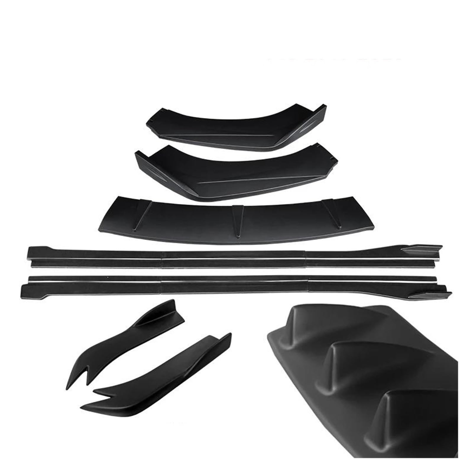 12Pcs Für A4 B7 B 8,5 S4 RS4 Auto Zubehör Universal Frontschürze Lip Spoiler Seite Splitter Deflektor Körper Kit Wachen Auto Seitenschweller Trittbretter Schweller(Matt-schwarz) von HLJNLVBN