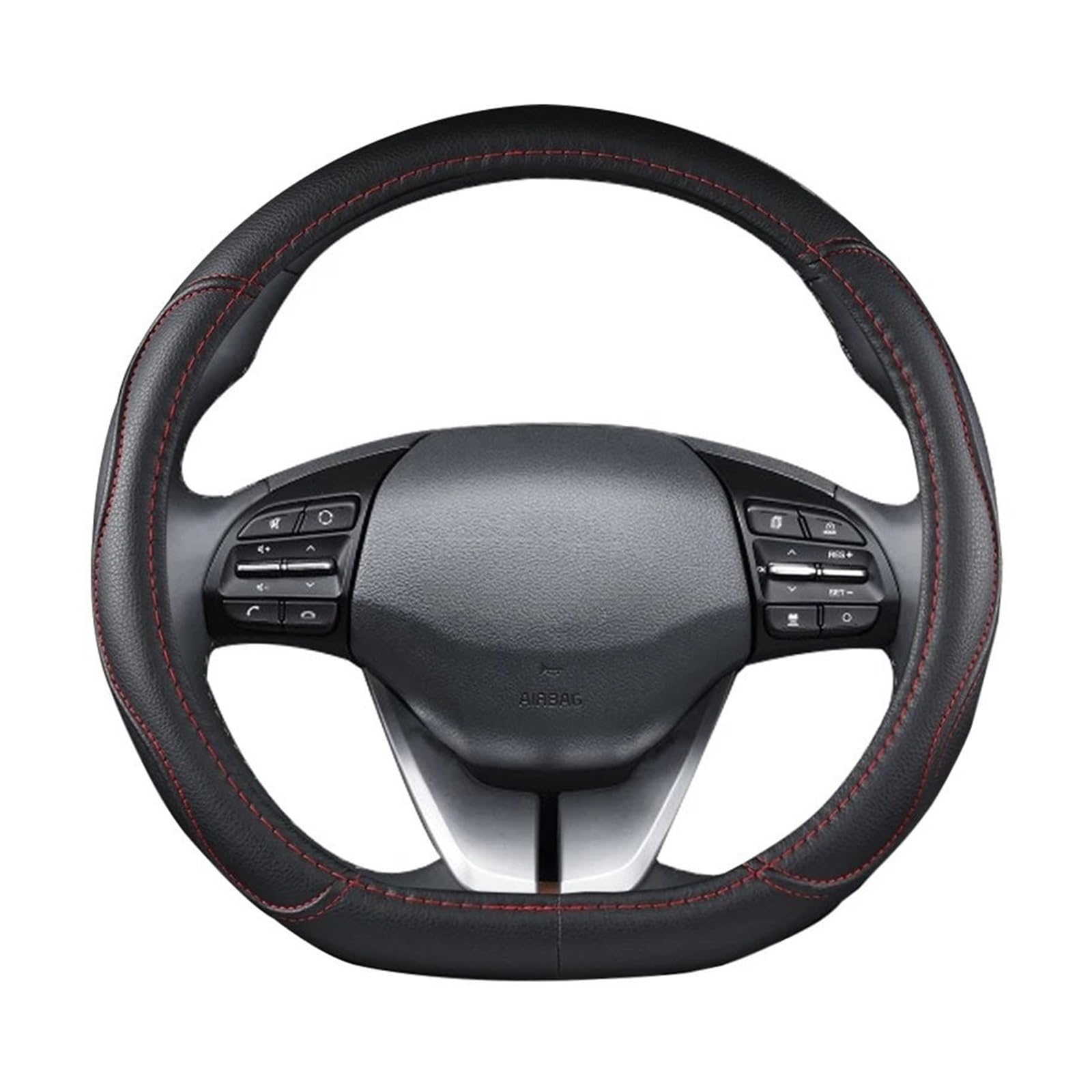 Auto Lenkrad Abdeckung Auto-Lenkradbezug, D-Form, PU-Leder, Auto-Innenausstattung, für Hyundai für Ioniq 2016 2017 2018 2019 2020 Lenkradhülle(Black-Red) von HLJNLVBN