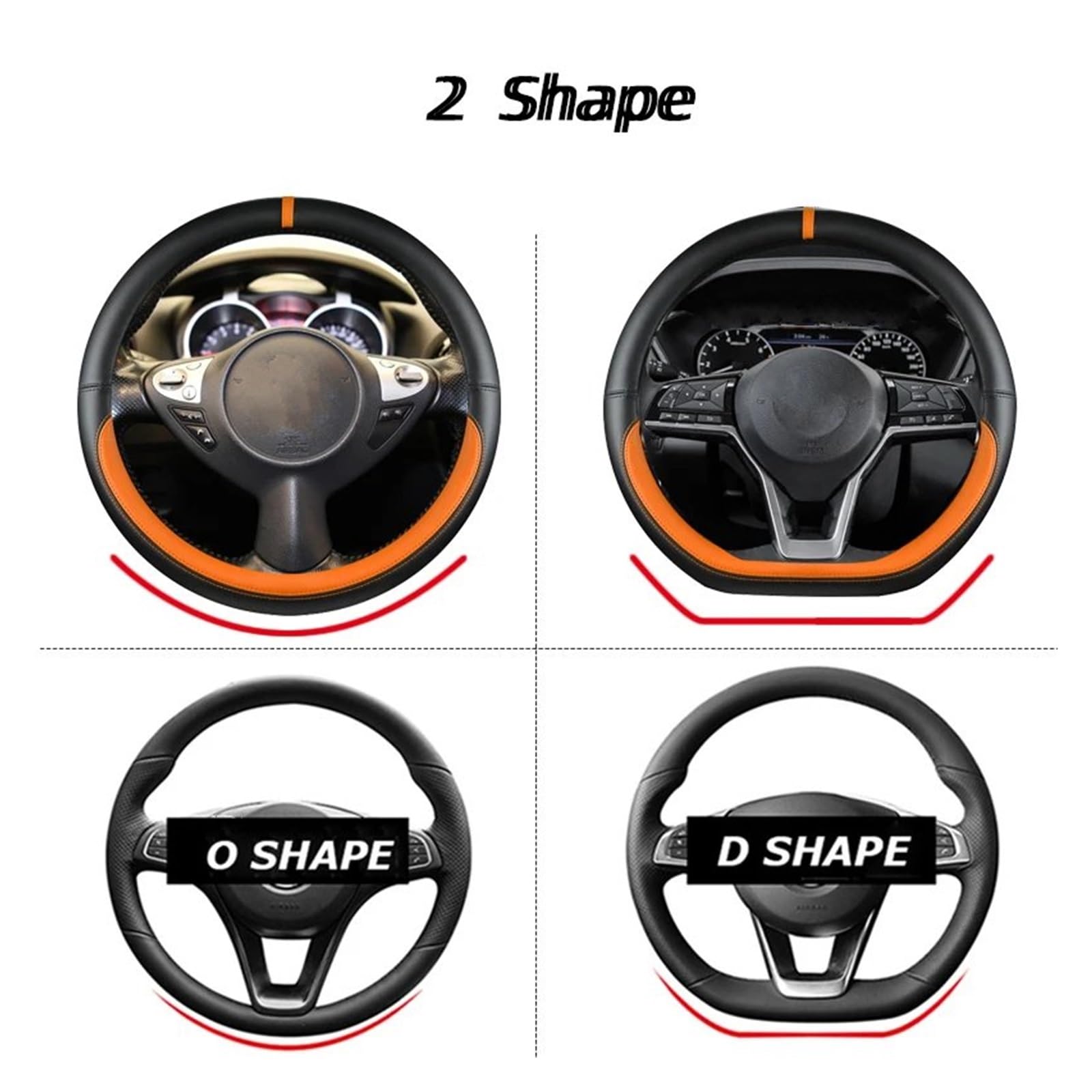 Auto Lenkrad Abdeckung PU-Leder-Auto-Lenkradabdeckung Autozubehör für Nissan für Juke für F15 für F16 2010~2023 Lenkradhülle(D Shape Red) von HLJNLVBN