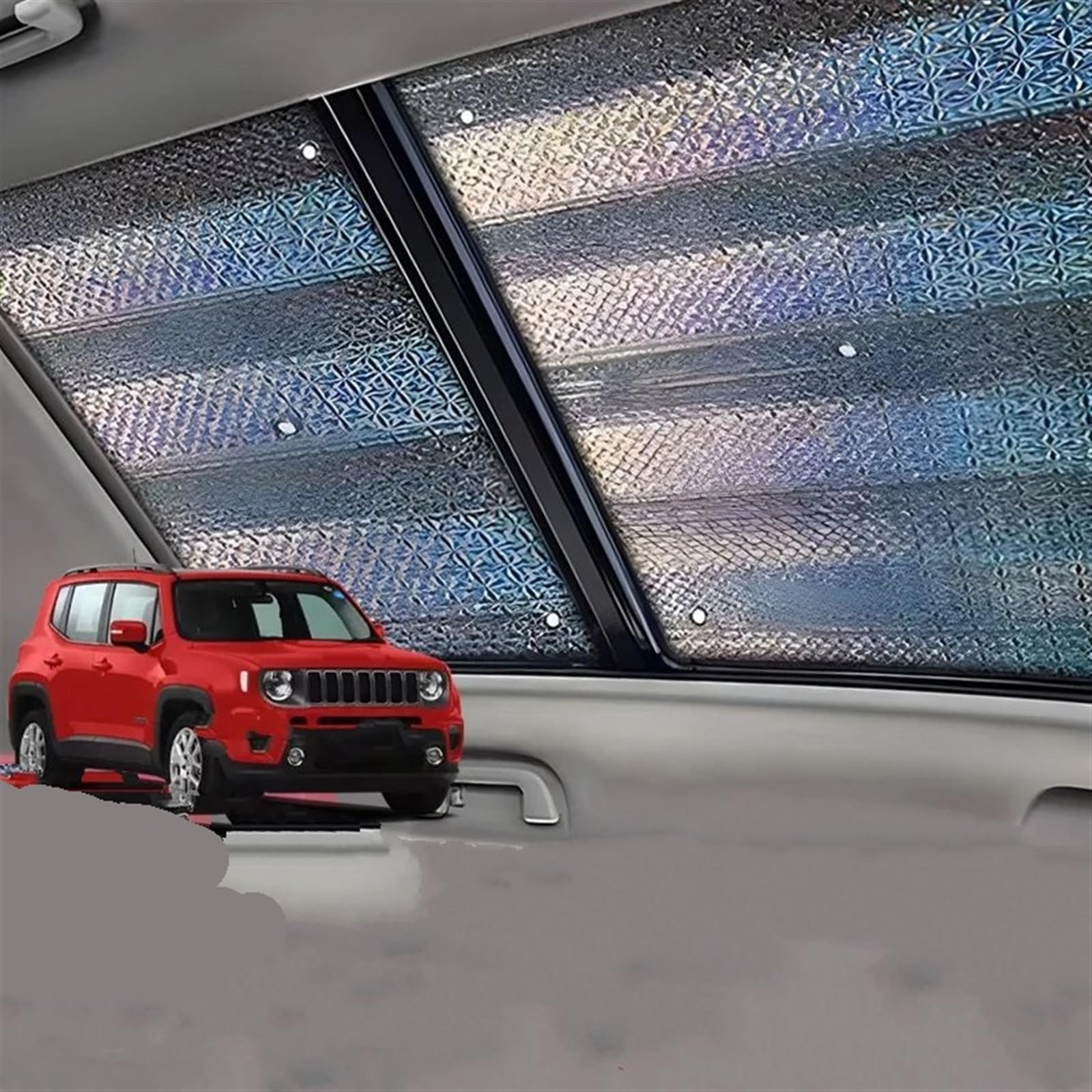 Auto-Sonnenschutz Für Jeep Für Renegade 2015 2016 2017 2018 2019 2020 2021 2022 2023 Auto Panorama 2X Hitzeschild Fenster Sonnenschirm Anti-UV Schiebedach Sonnenschirm Auto-Seitenfenster-Sonnenschutz von HLJNLVBN