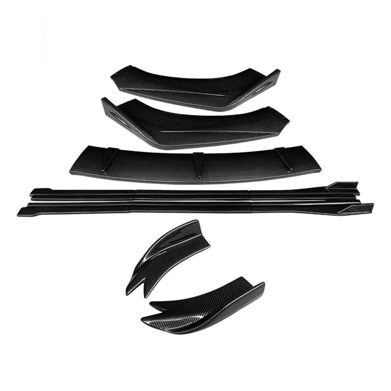 Für CT200h 2011-2022 2021 2020 Auto Seite Röcke Extensions Hinten Wrap Winkel Shark Fins ABS Front Stoßstange Splitter Lip Body Kit Spoiler Auto Seitenschweller Trittbretter Schweller(Kohlefaser-Optik von HLJNLVBN