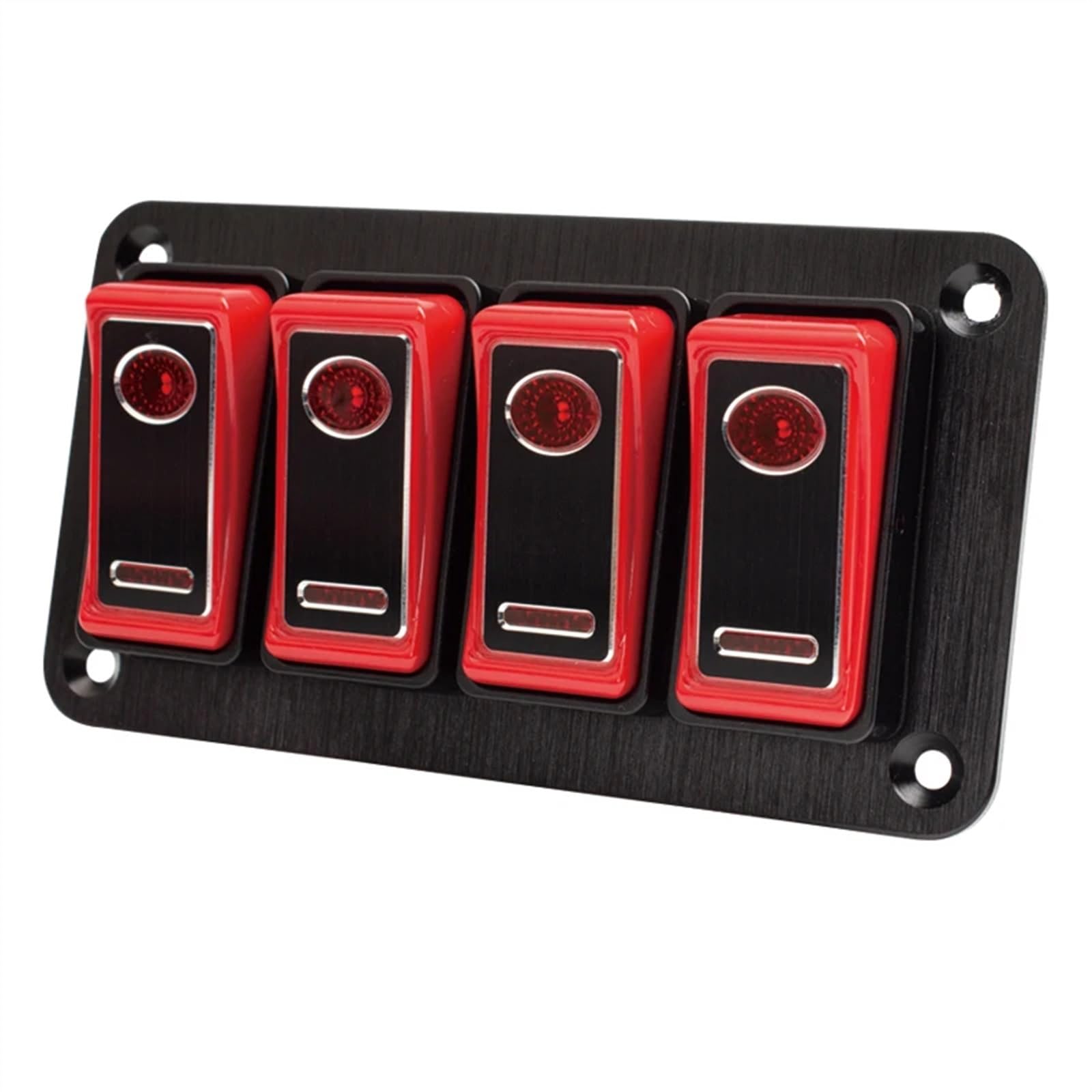 Hauptfensterheberschalter Metallknopf Rocker Kippschalter Panel Für Auto LKW Marine Boot RV Für ATV Für UTV Camper Für Caravan Leistungsschalter Auto Fensterschalter(4 Gang Black red) von HLJNLVBN