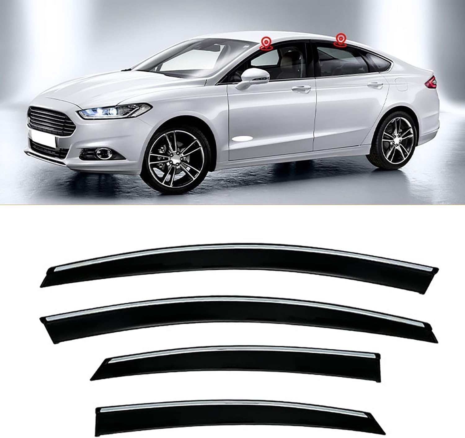 HLLNB Auto-Windabweiser für Ford Mondeo MK3 2007-2014, Auto-Seitenfenster-Sonnenblenden, Regenschutz, Lüftungsschild, Zubehör von HLLNB