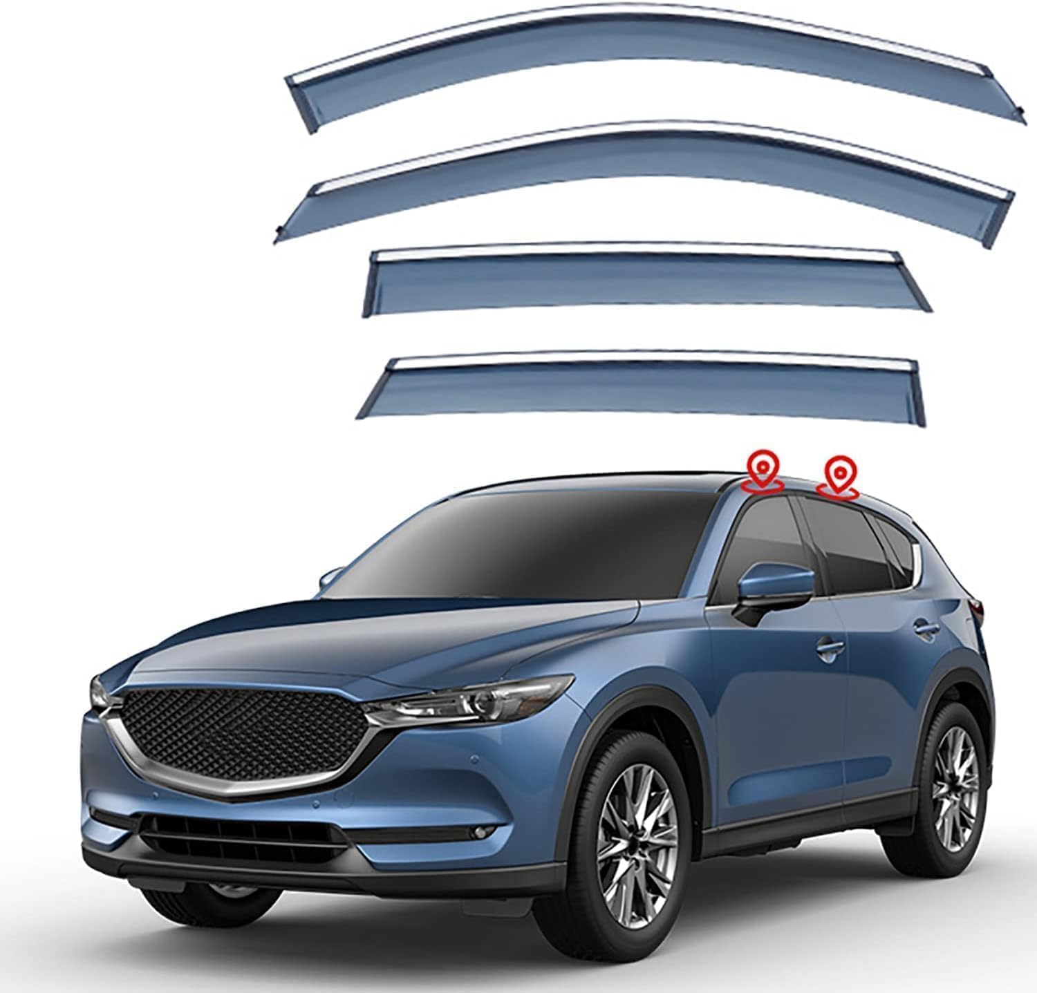 Auto-Windabweiser für Mazda CX-5 KF 2017-2020 2021 2022 2023, Auto-Seitenfenster-Sonnenblenden, Regenschutz, Lüftungsschild, Zubehör von HLLNB