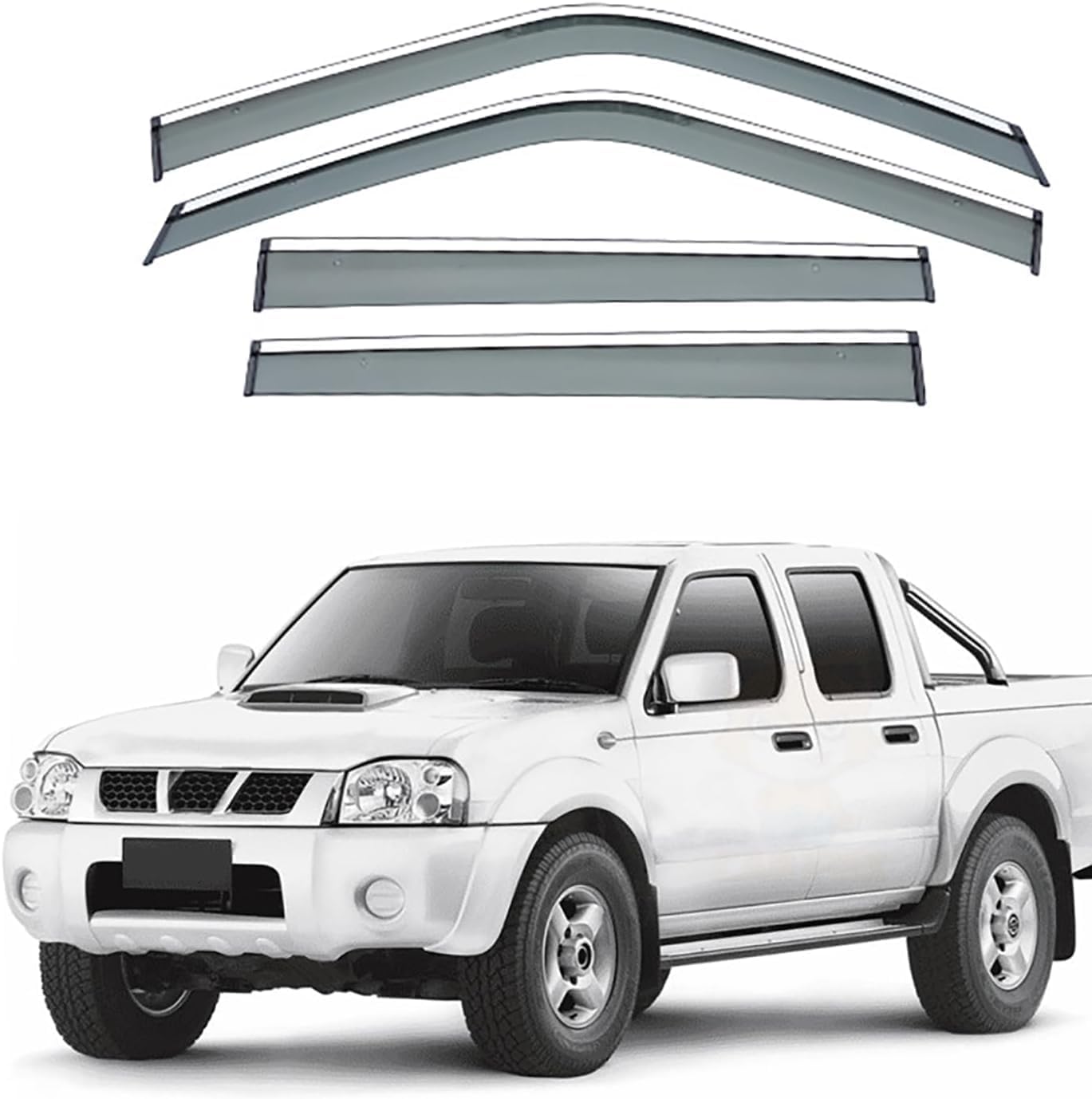 HLLNB Auto-Windabweiser für Nissan Navara D22 MK1-D22 1997-2003, Auto-Seitenfenster-Sonnenblenden, Regenschutz, Lüftungsschild, Zubehör von HLLNB