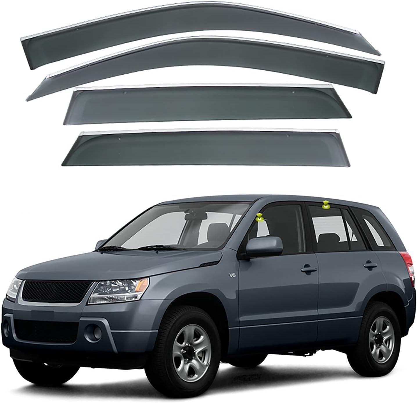 HLLNB Auto-Windabweiser für Suzuki Grand Vitara MK3-JT 2005-2013, Auto-Seitenfenster-Sonnenblenden, Regenschutz, Lüftungsschild, Zubehör von HLLNB