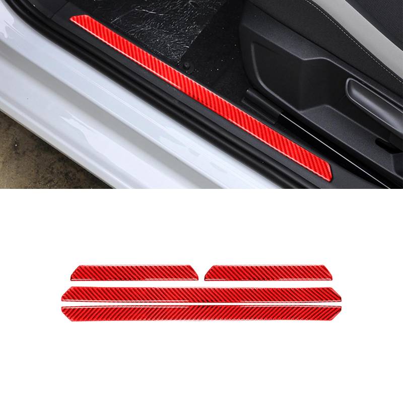 HLMNAKE Auto Interior Sticker aus Carbonfaser, Accessoires Tuning für 2020-2024 VW GOLF 8 (Rot, Türschwellerleiste) von HLMNAKE