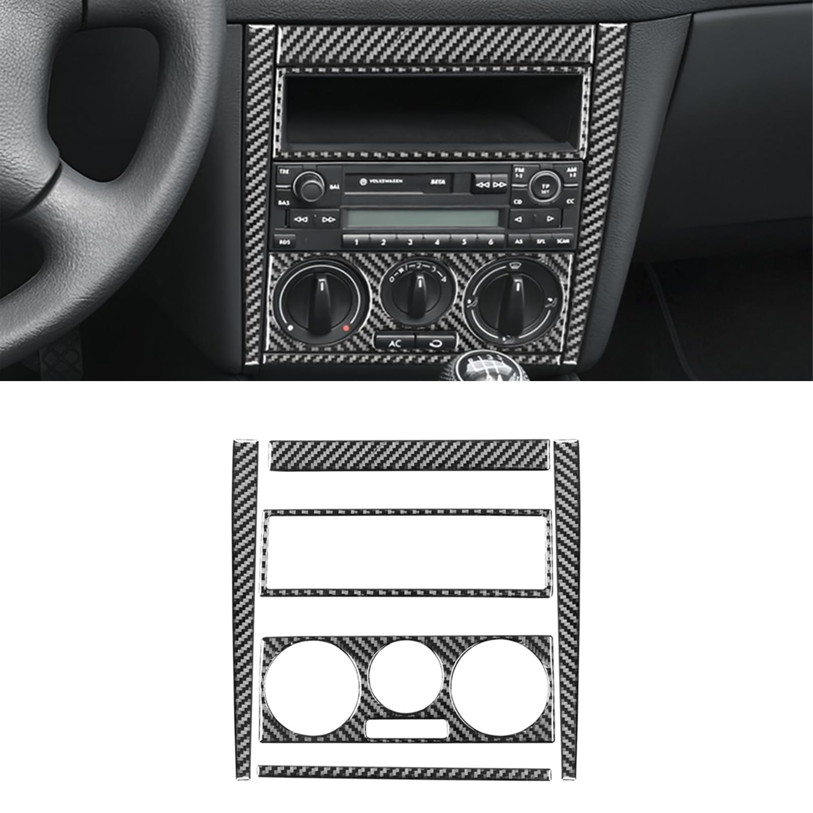 HLMNAKE Interior Sticker Abdeckung aus Carbonfaser, Auto Trim Tuning Dekoration Accessoires für 1999-2004 VW GOLF 4 (Mittelkonsole) von HLMNAKE