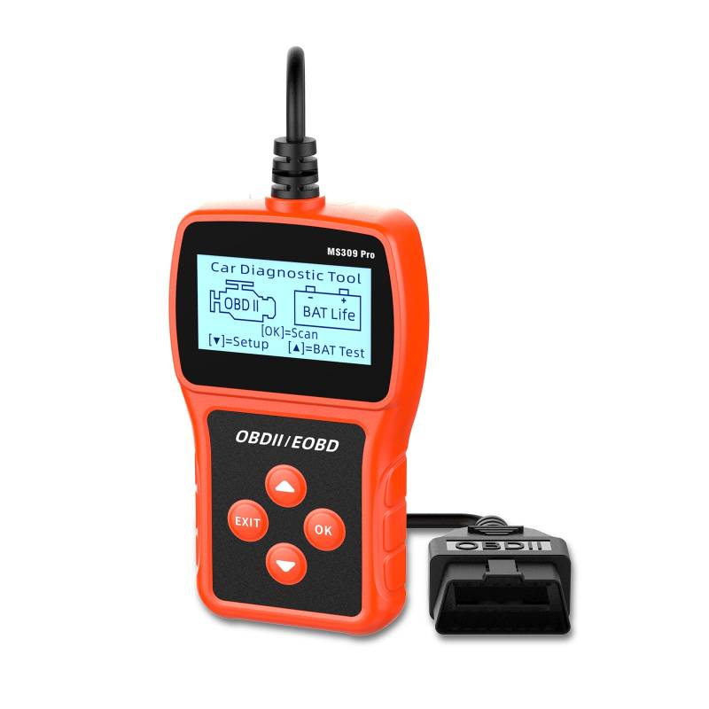 HLMNAKE MS309-PRO OBD2 Diagnosegerät Auto-Diagnose-Tool für BMW Mercedes Audi Fahrzeuge usw. Original-Chip nach 6 Jahren der Iteration, 10 OBD2 Modi und 2,4 Zoll Punktmatrix-Bildschirm von HLMNAKE