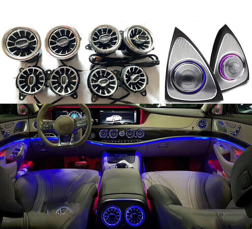 Innenbeleuchtung Set - LED Nachrüstung umfassen Entlüftung und Lautsprecher, Auto Tuning Zubehör für Mercedes-Benz S-Klasse W222 AMG 2014-2021 von HLMNAKE