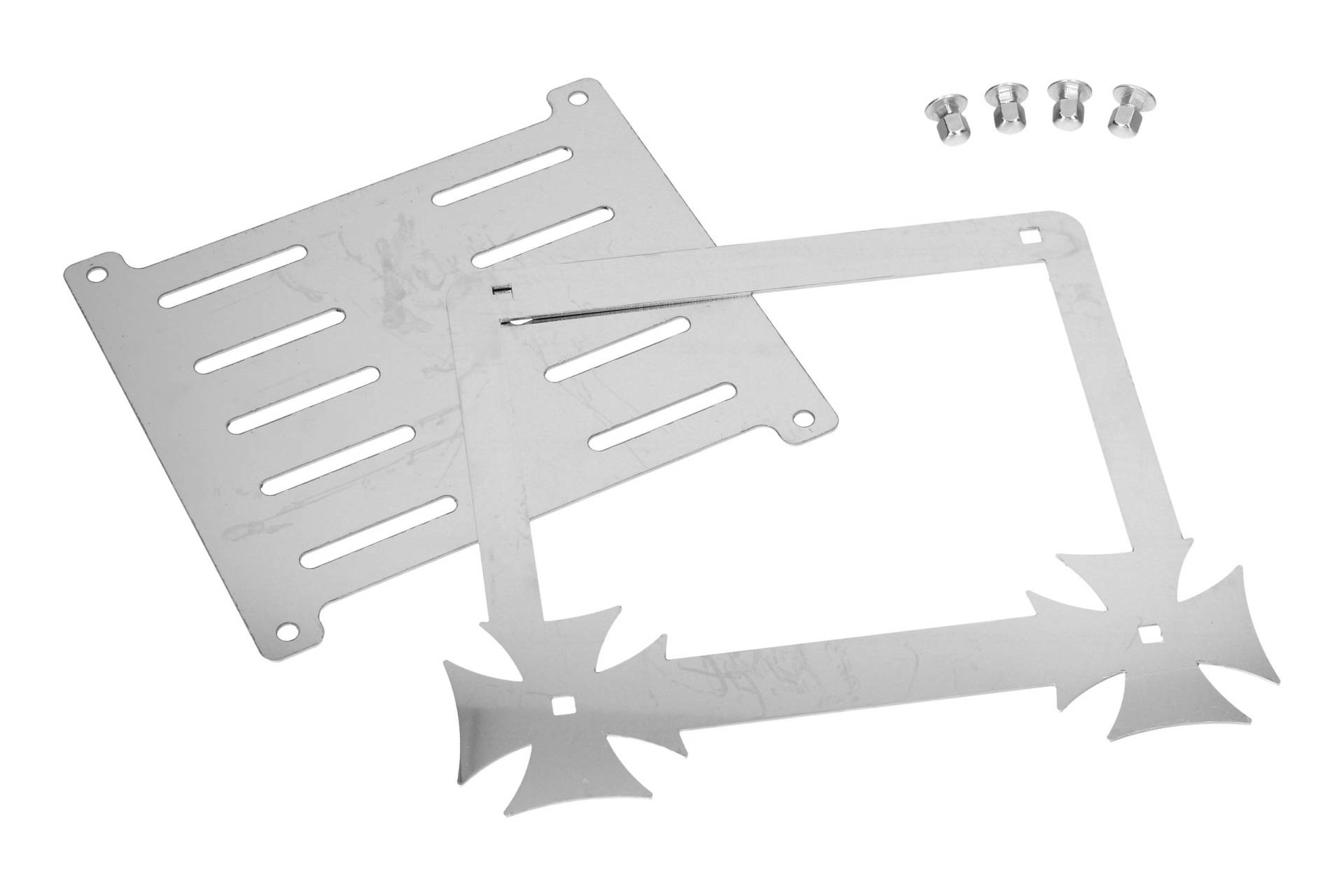 Nummernschildrahmen Zwei Malteserkreuze Edelstahl von HLP Moto