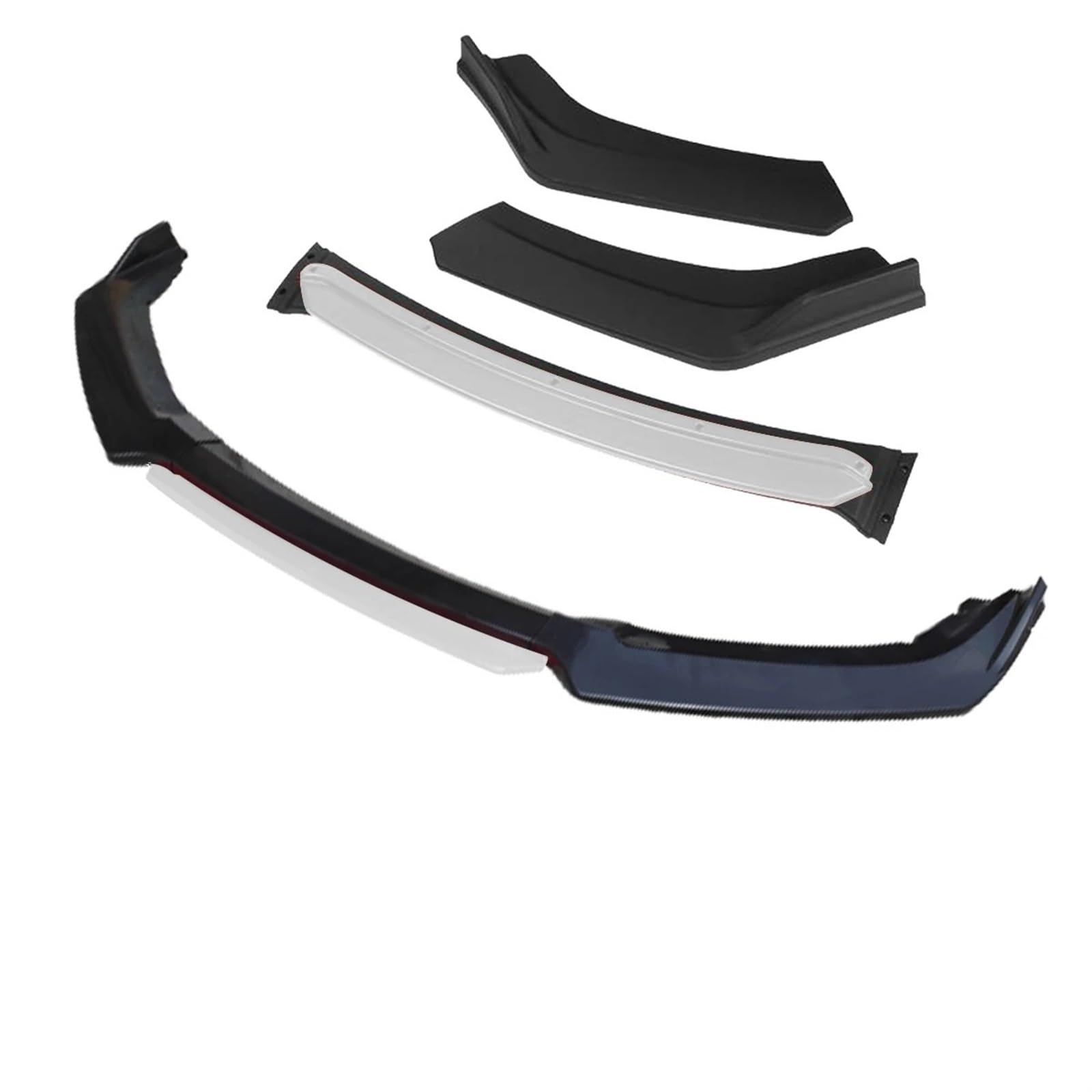 Front Spoiler Lippe Für Citroen Für Berlingo 2009–2017 Auto Frontstoßstangenlippe 3-teilig Schwarzer Splitter Diffusor Lippe Body Kit Spoilerstoßstangen Frontstoßstange Lippe(4 Pcs+White) von HMGWLCGH