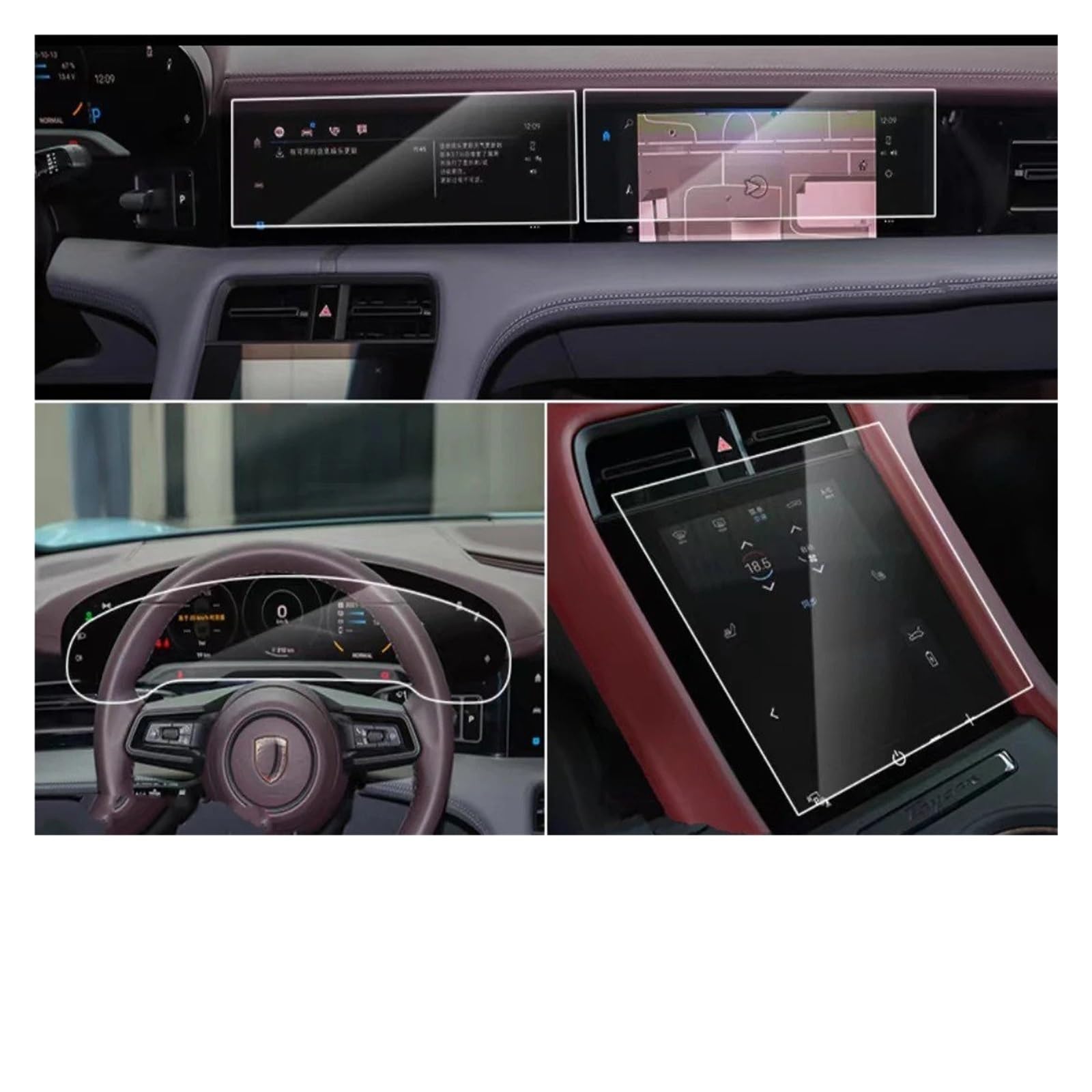 Für Für Taycan 2020-2022 Auto LCD GPS Navigation Gehärtetes Glas Und Armaturenbrett Bildschirm Filmschutz Navigation Schutzfolie Aus Gehärtetem Glas(4pcs) von HMGWLCGH