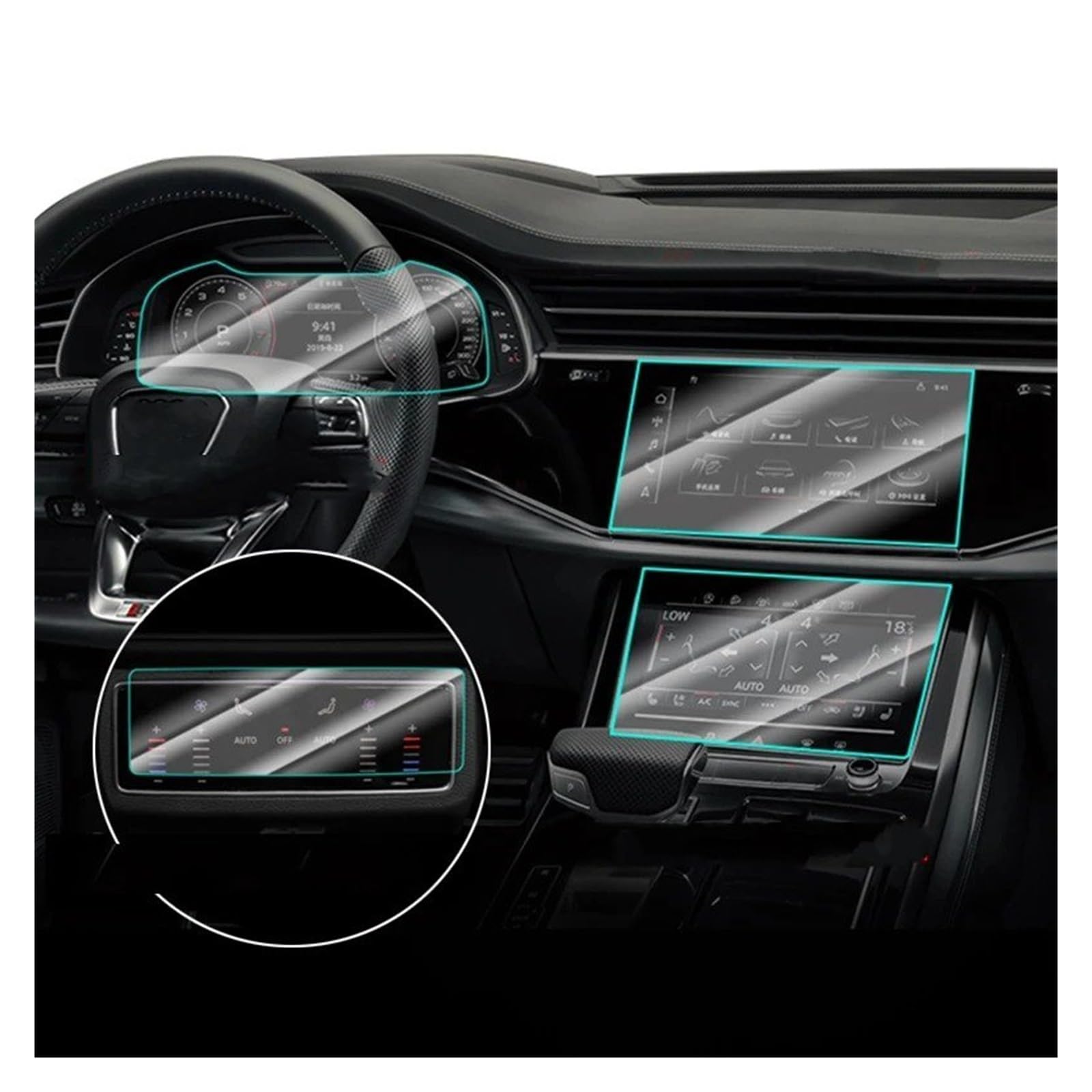 Für Q7 Für Q8 2020 2021 2022 Autonavigationsbildschirm Dashboard-Bildschirm Autoinnenausstattung Schutzfolie Aus Gehärtetem Glas Navigation Schutzfolie Aus Gehärtetem Glas(4 PCS) von HMGWLCGH